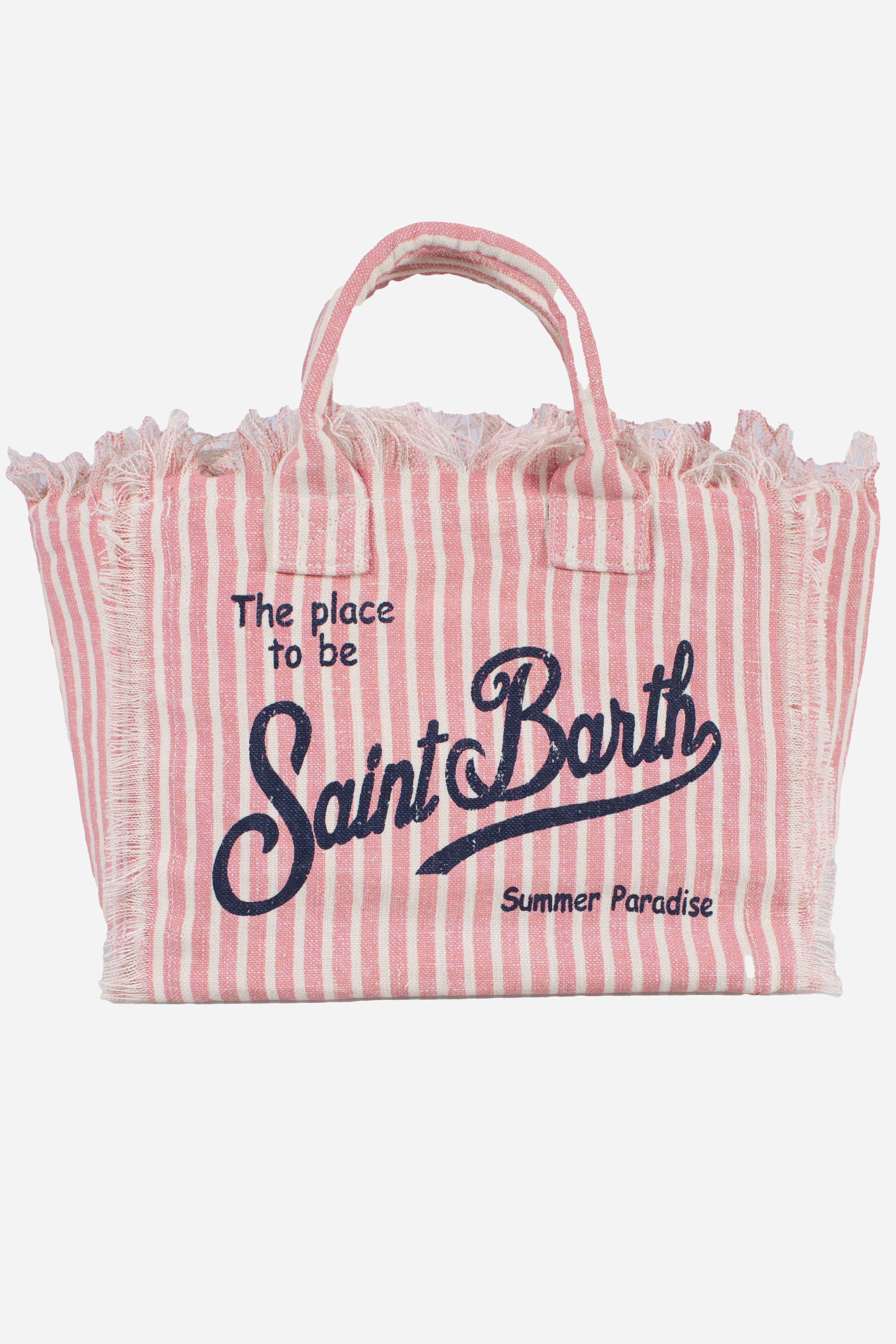 Borsa Colette in lino a righe rosa e bianche
