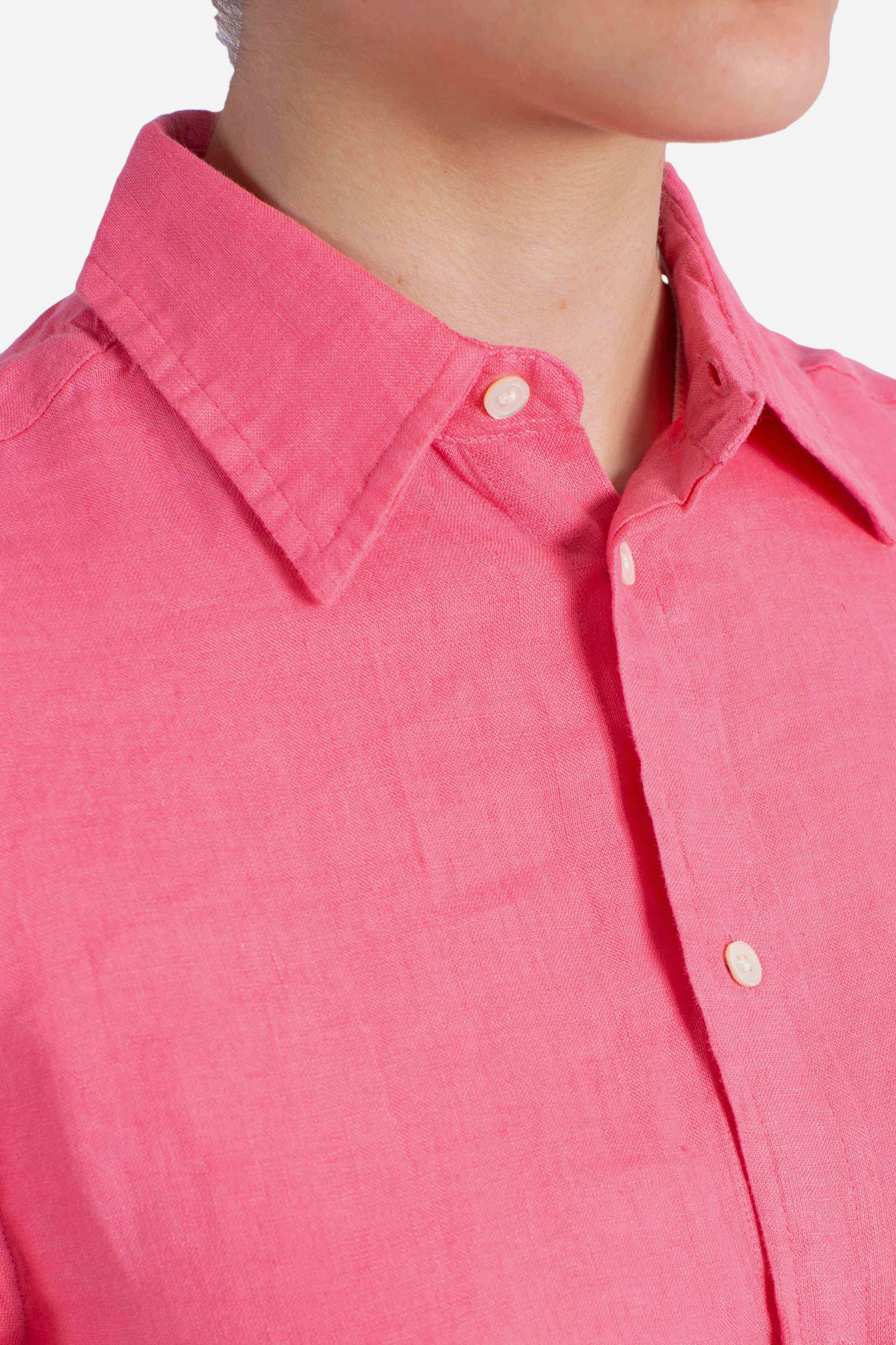 Camicia in lino classic fit pink