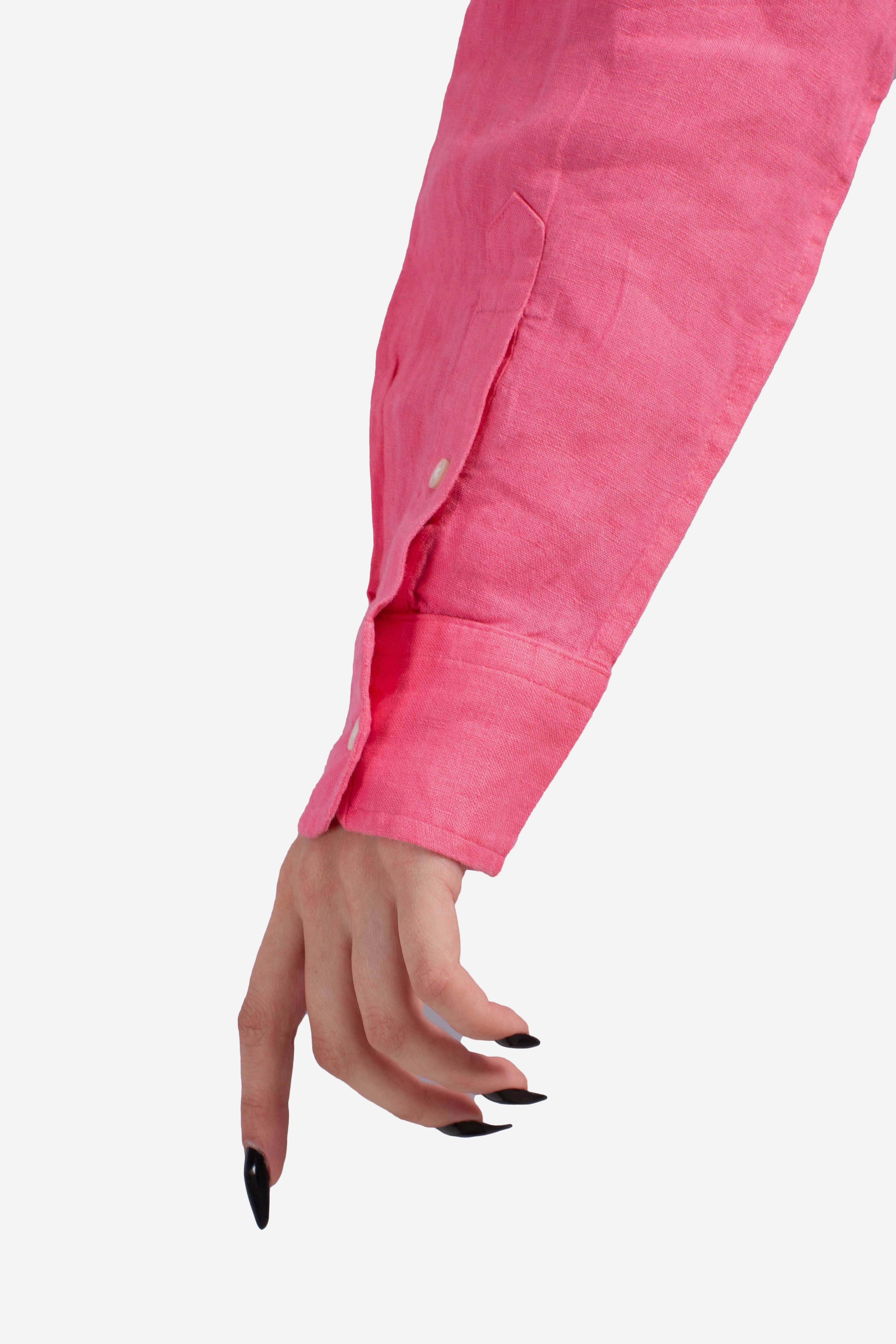 Camicia in lino classic fit pink
