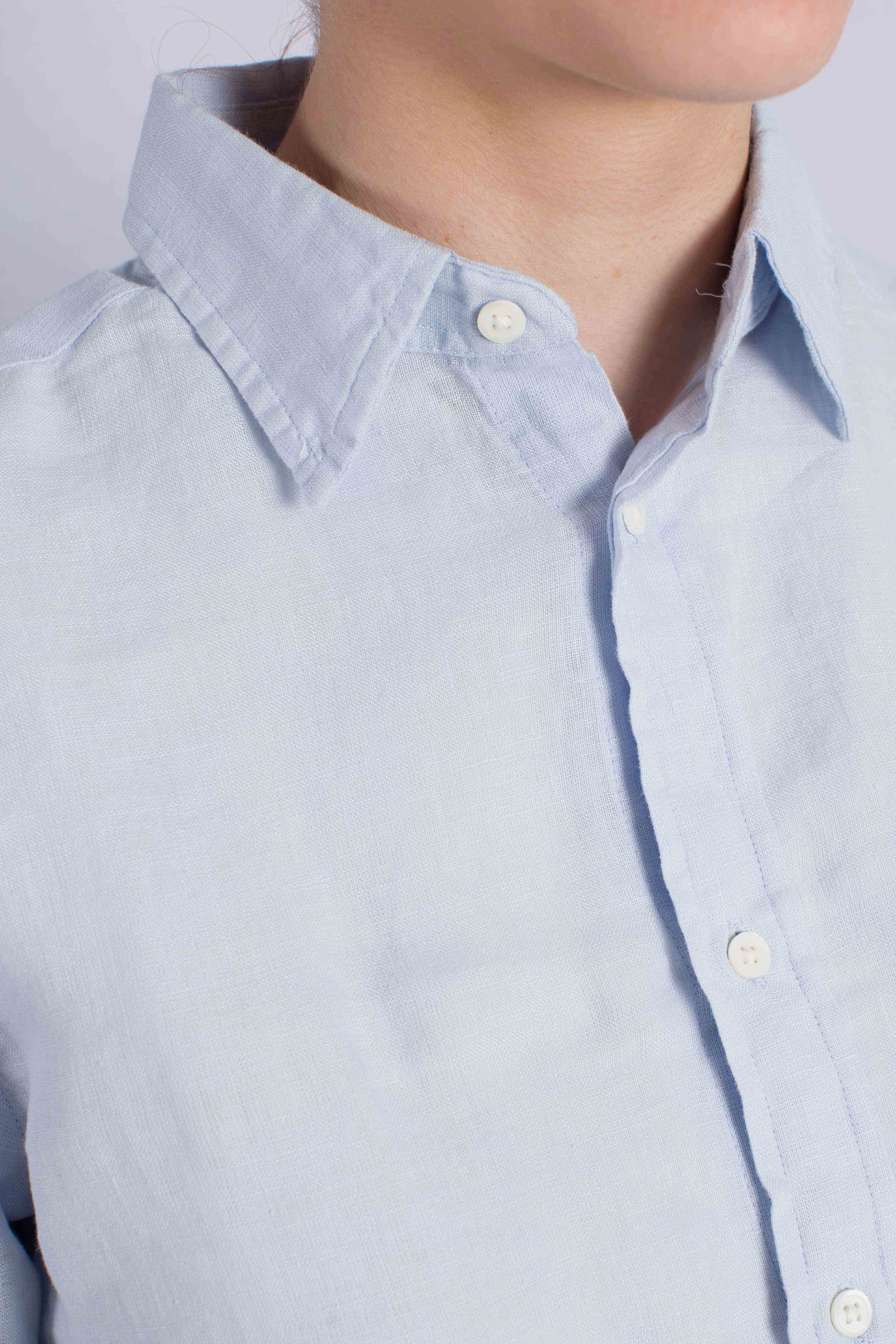 Camicia in lino classic fit light blue