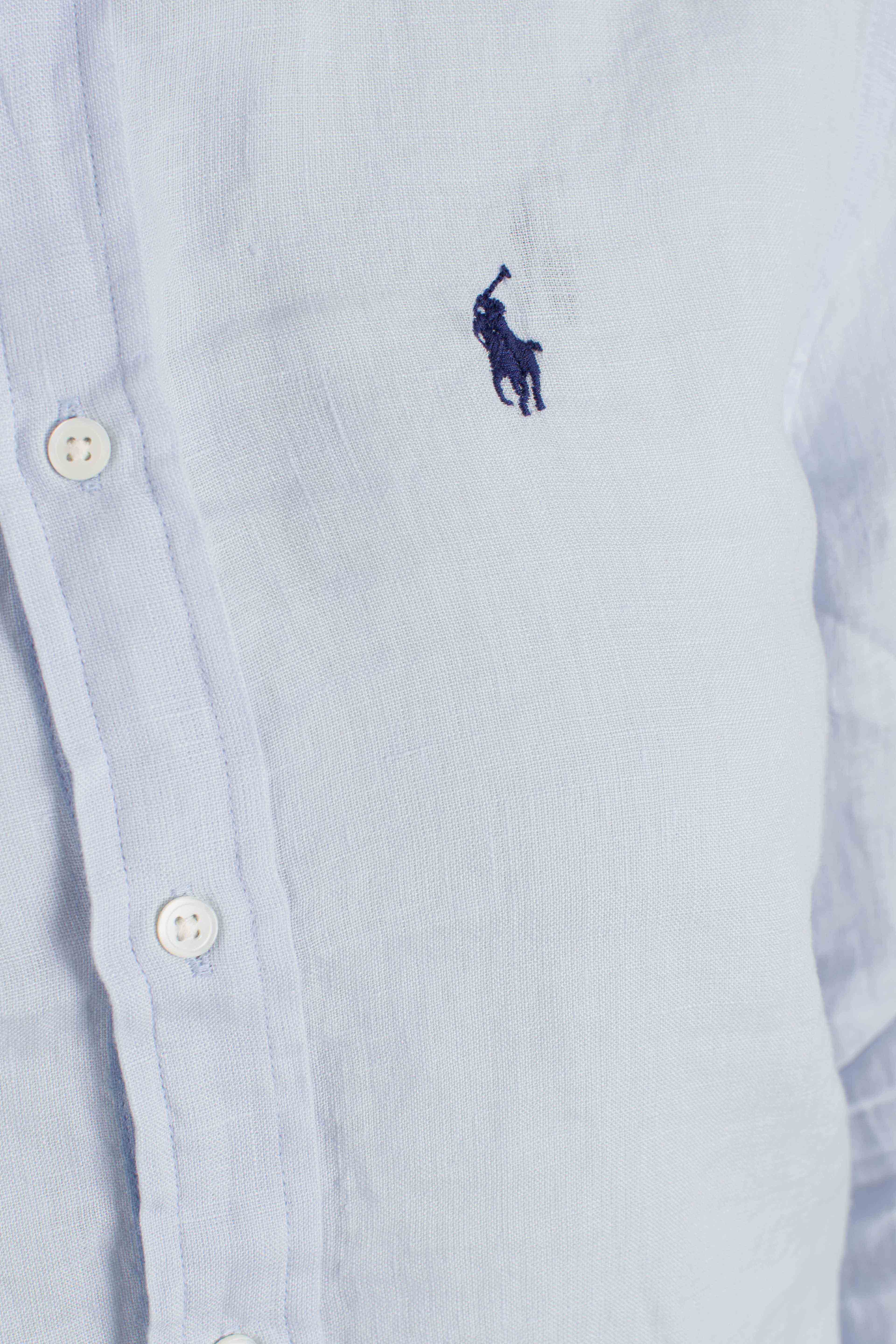 Camicia in lino classic fit light blue