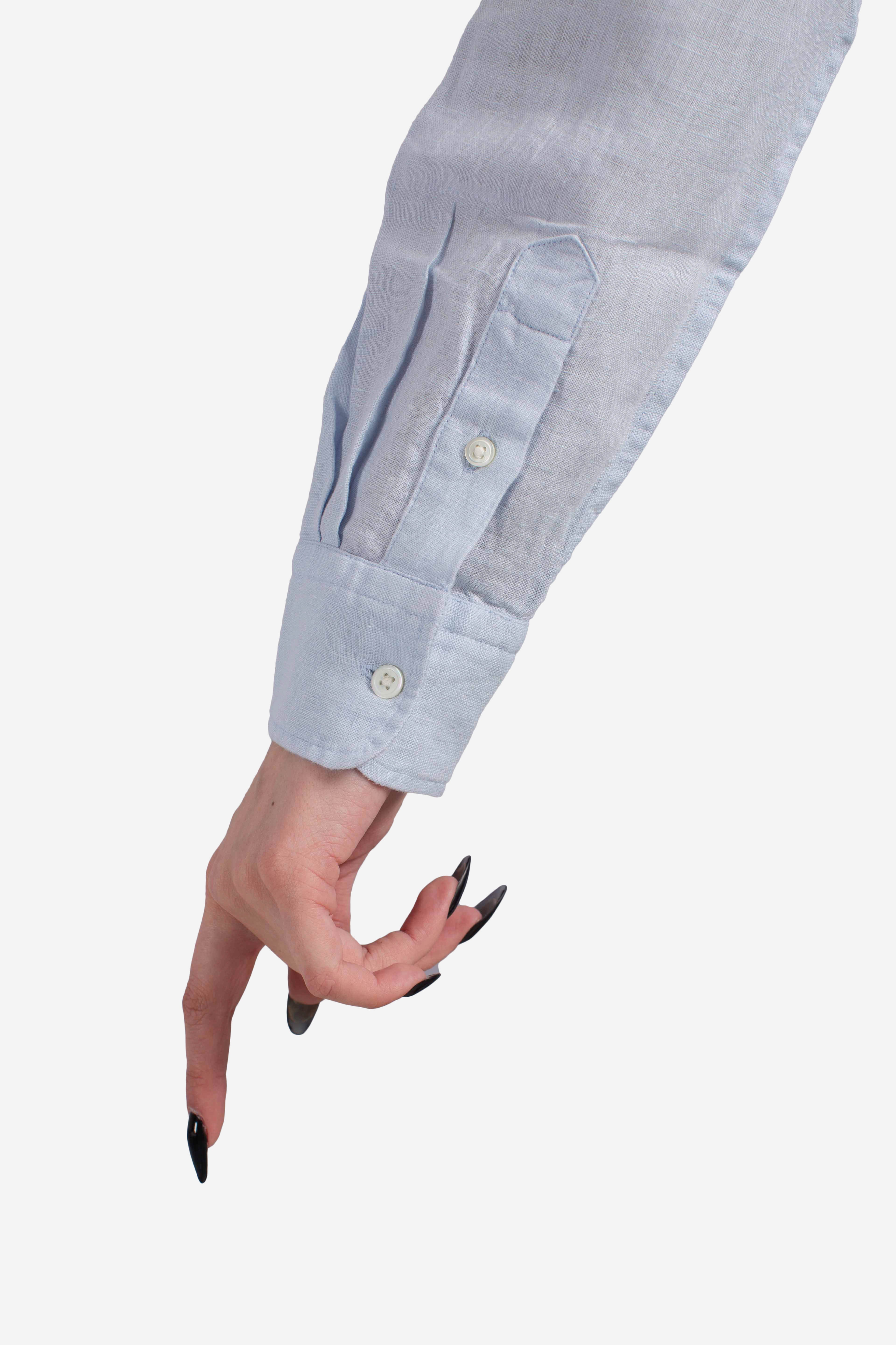 Camicia in lino classic fit light blue