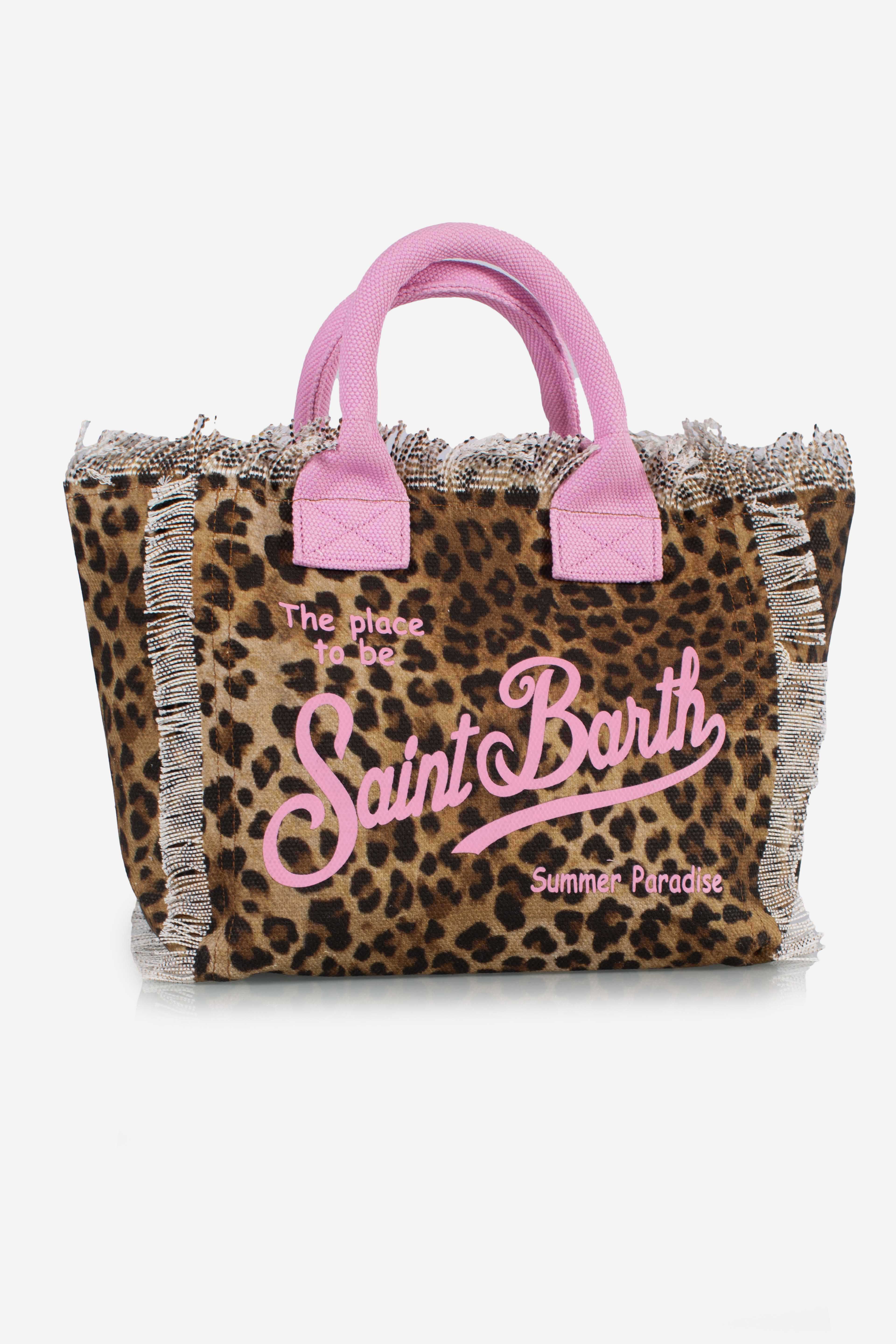 Borsa Colette in canvas con fantasia leopardata