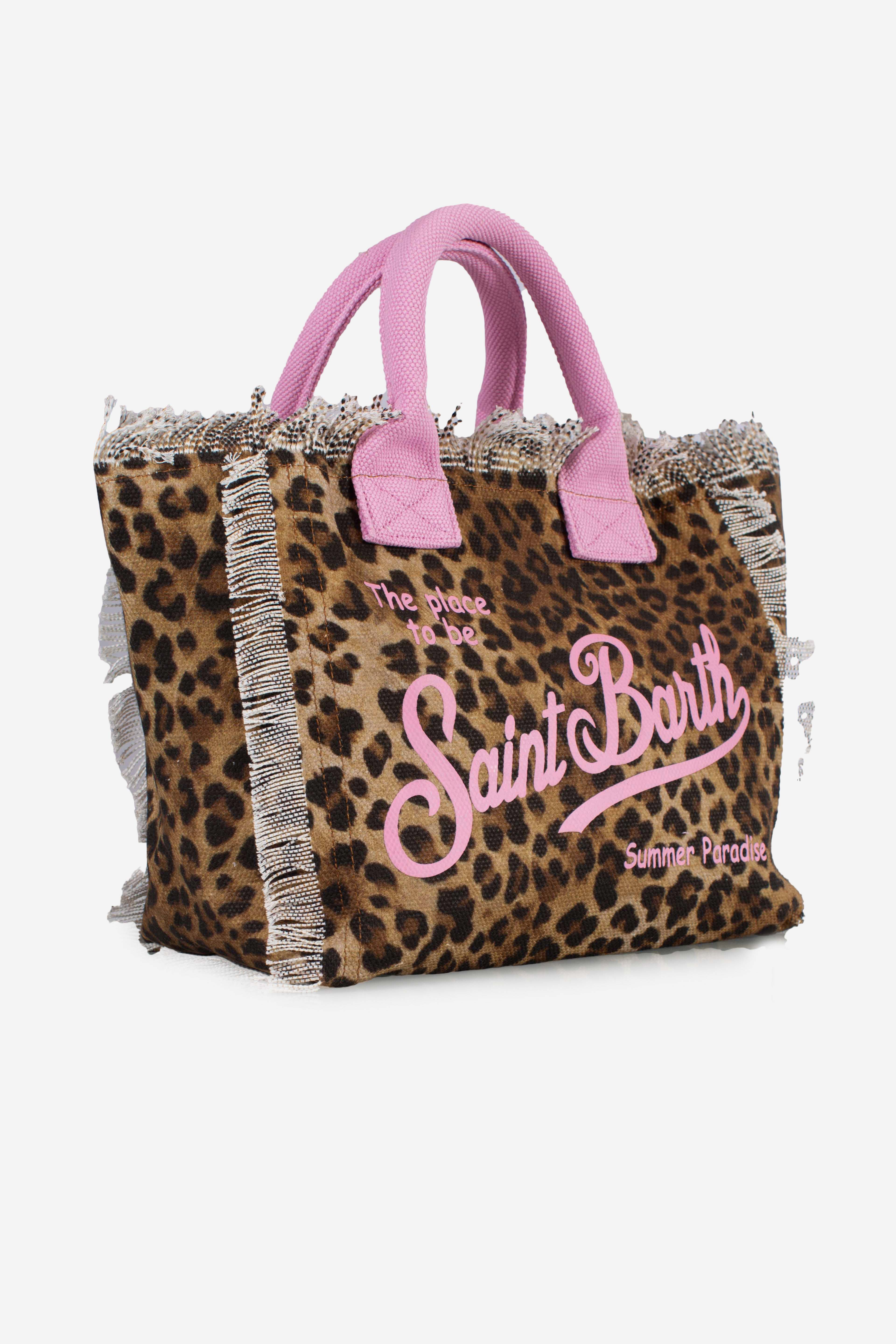 Borsa Colette in canvas con fantasia leopardata
