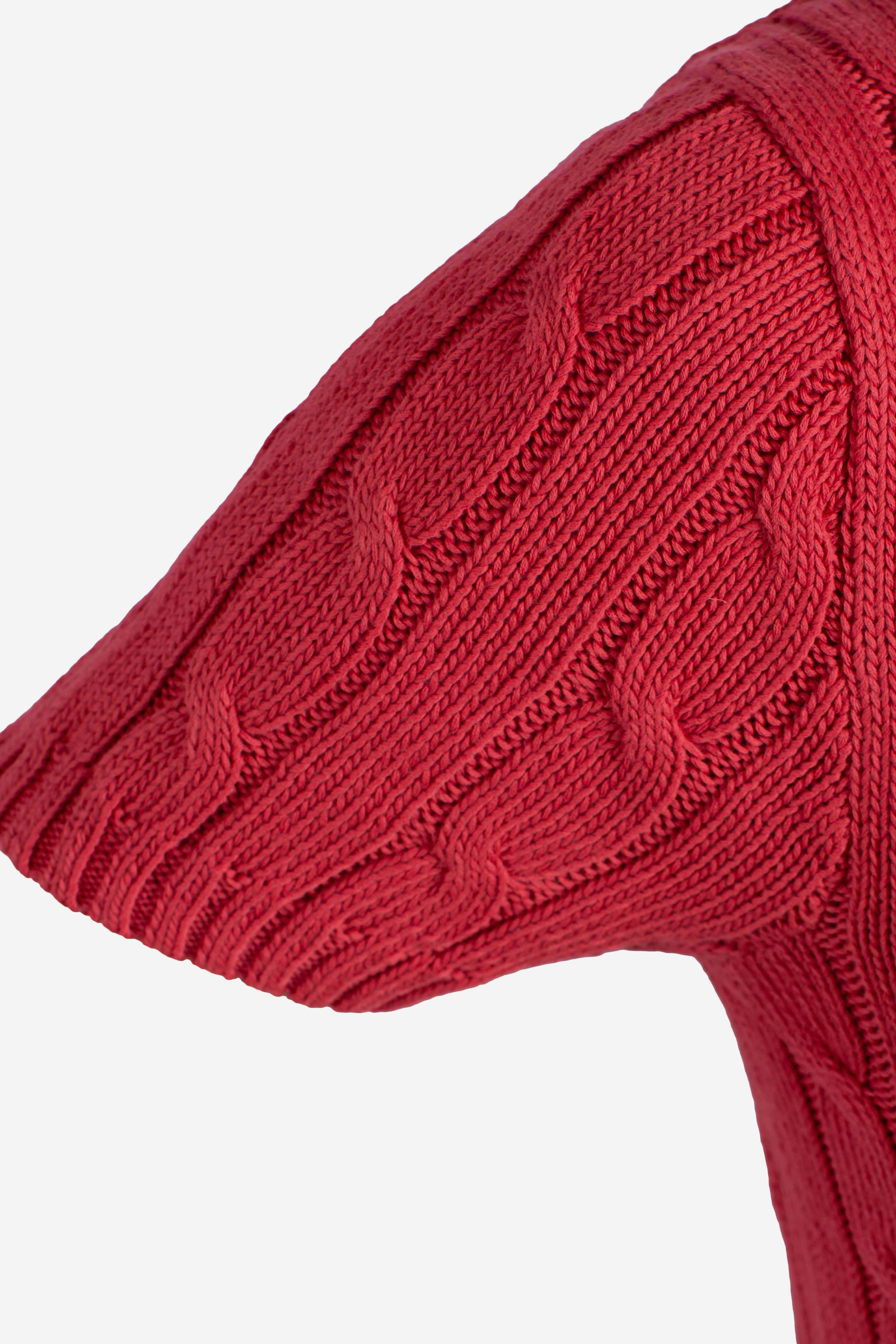 Maglia a maniche corte in cotone a trecce red