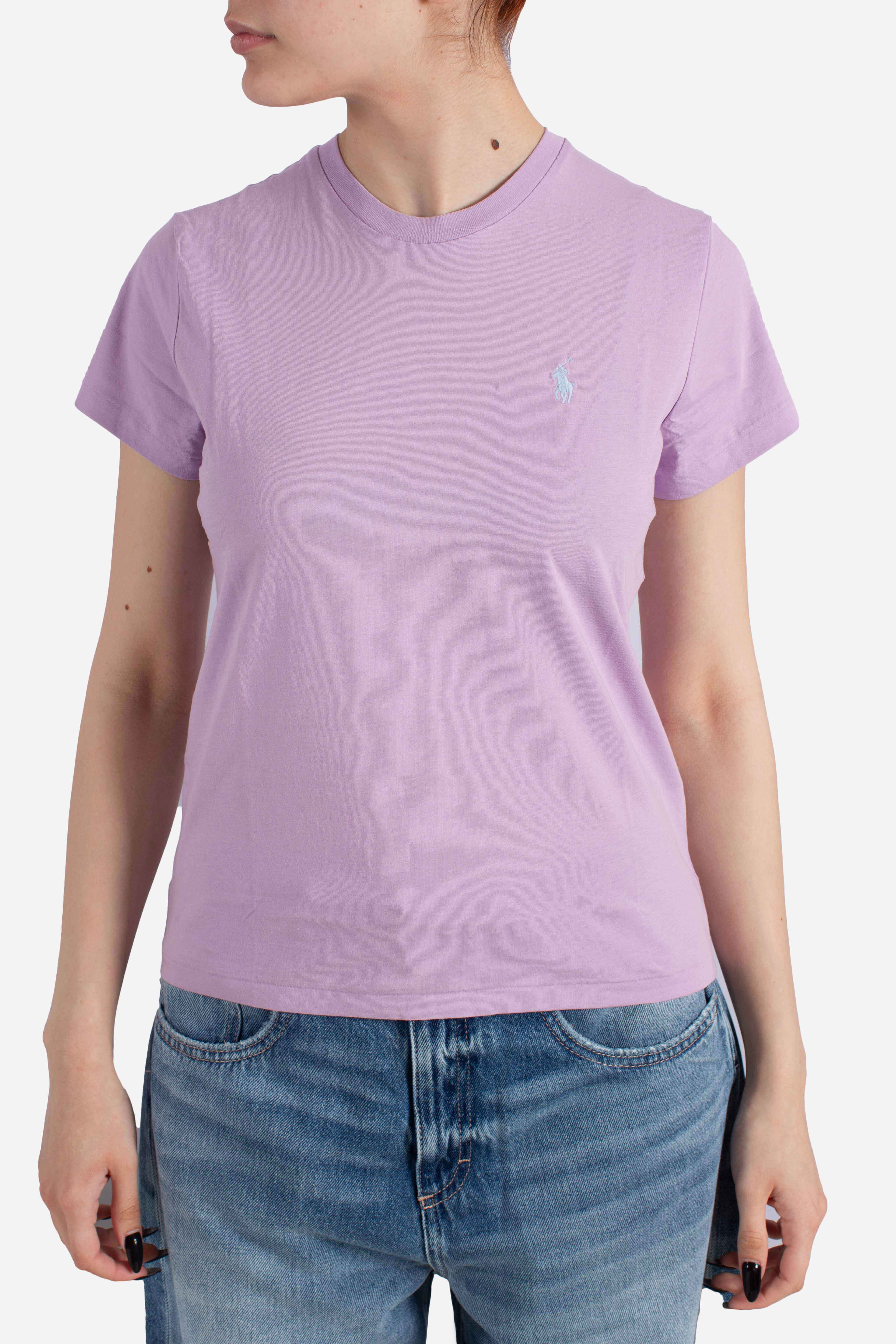 Maglietta girocollo in jersey di cotone purple