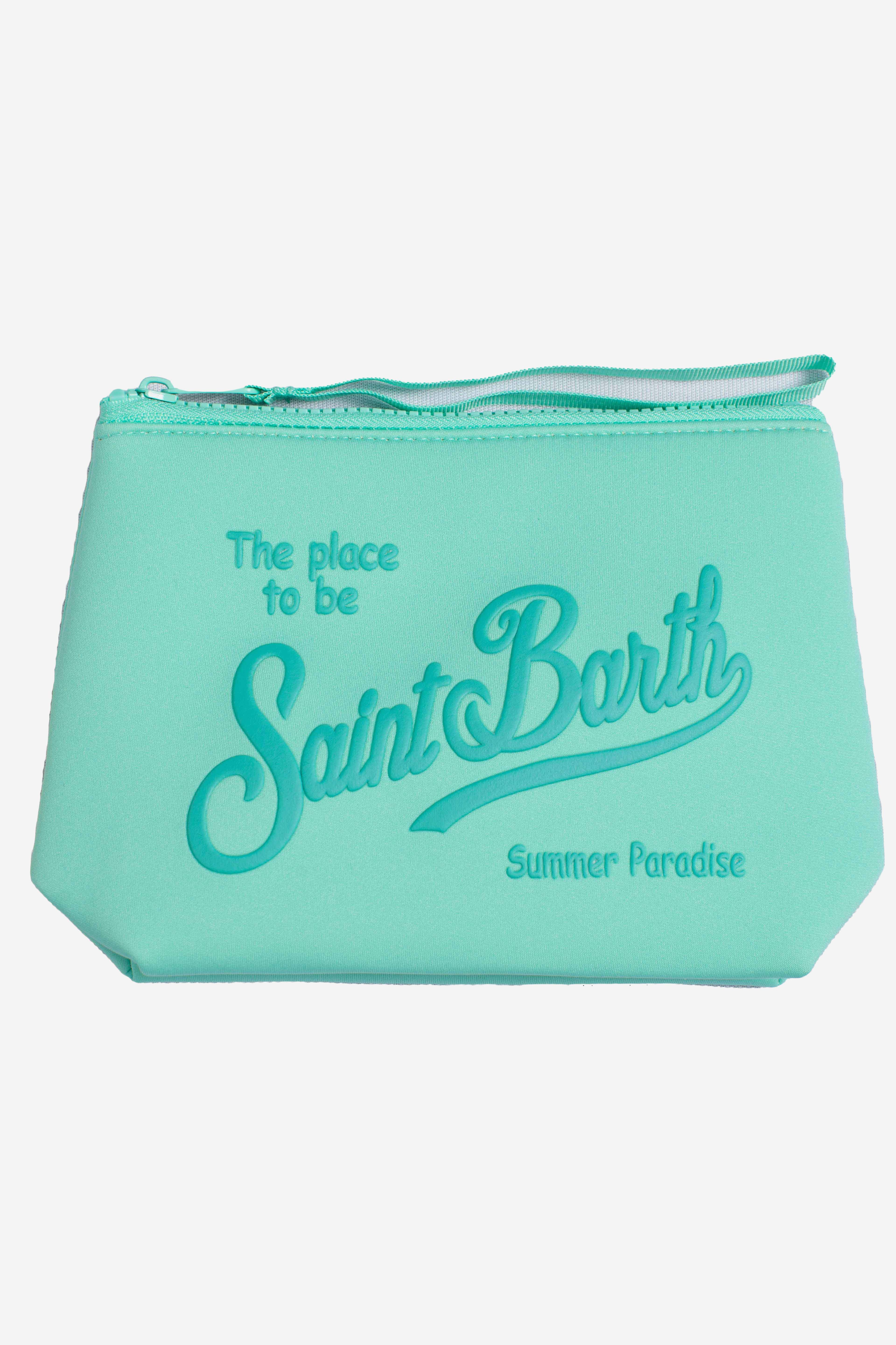 Pochette Aline in scuba verde acqua tinta unita