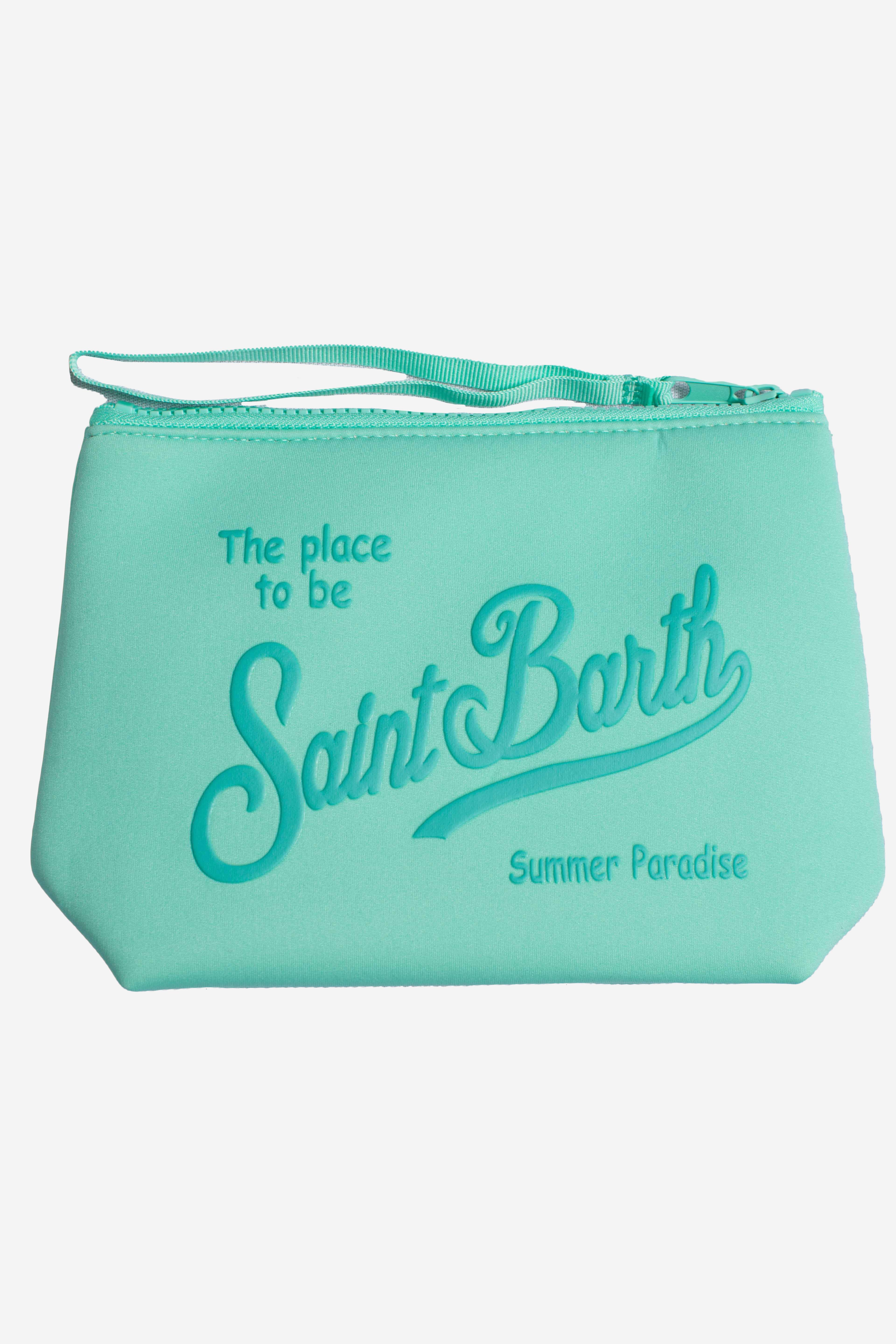 Pochette Aline in scuba verde acqua tinta unita