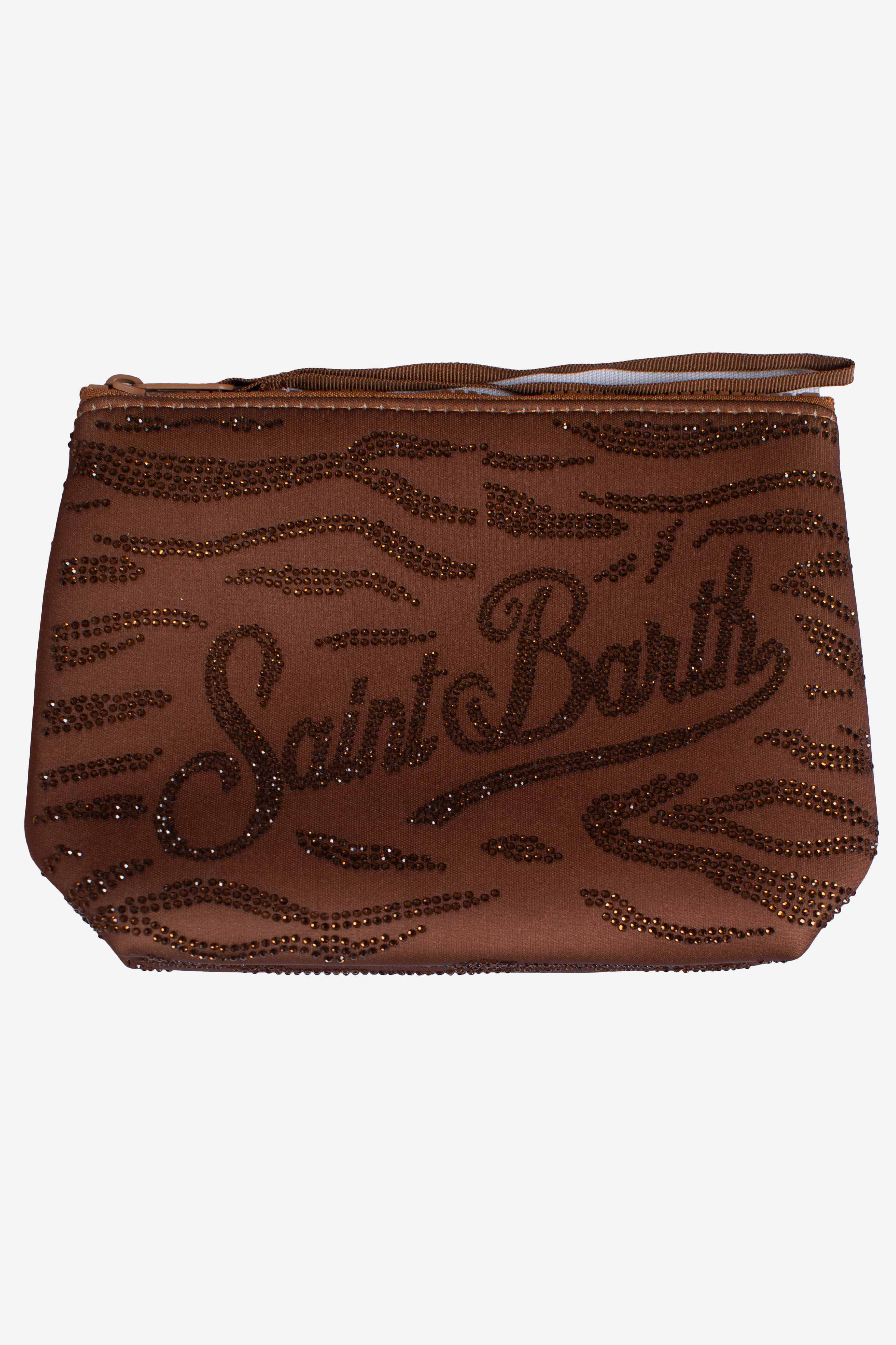 Pochette Aline in scuba con stampa zebrata e strass applicati