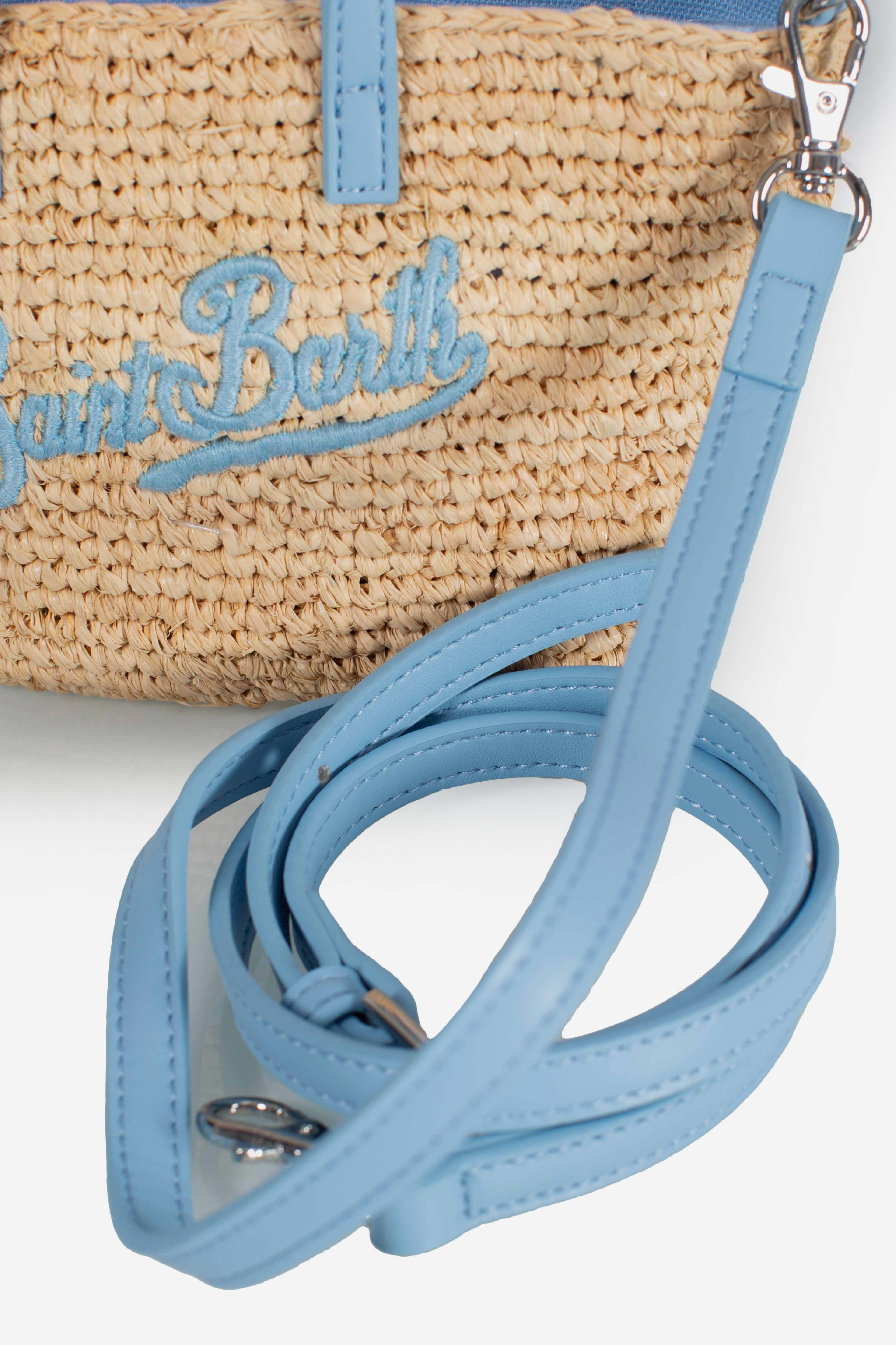 Rafia City Micro Bag beige con ricamo Saint Barth