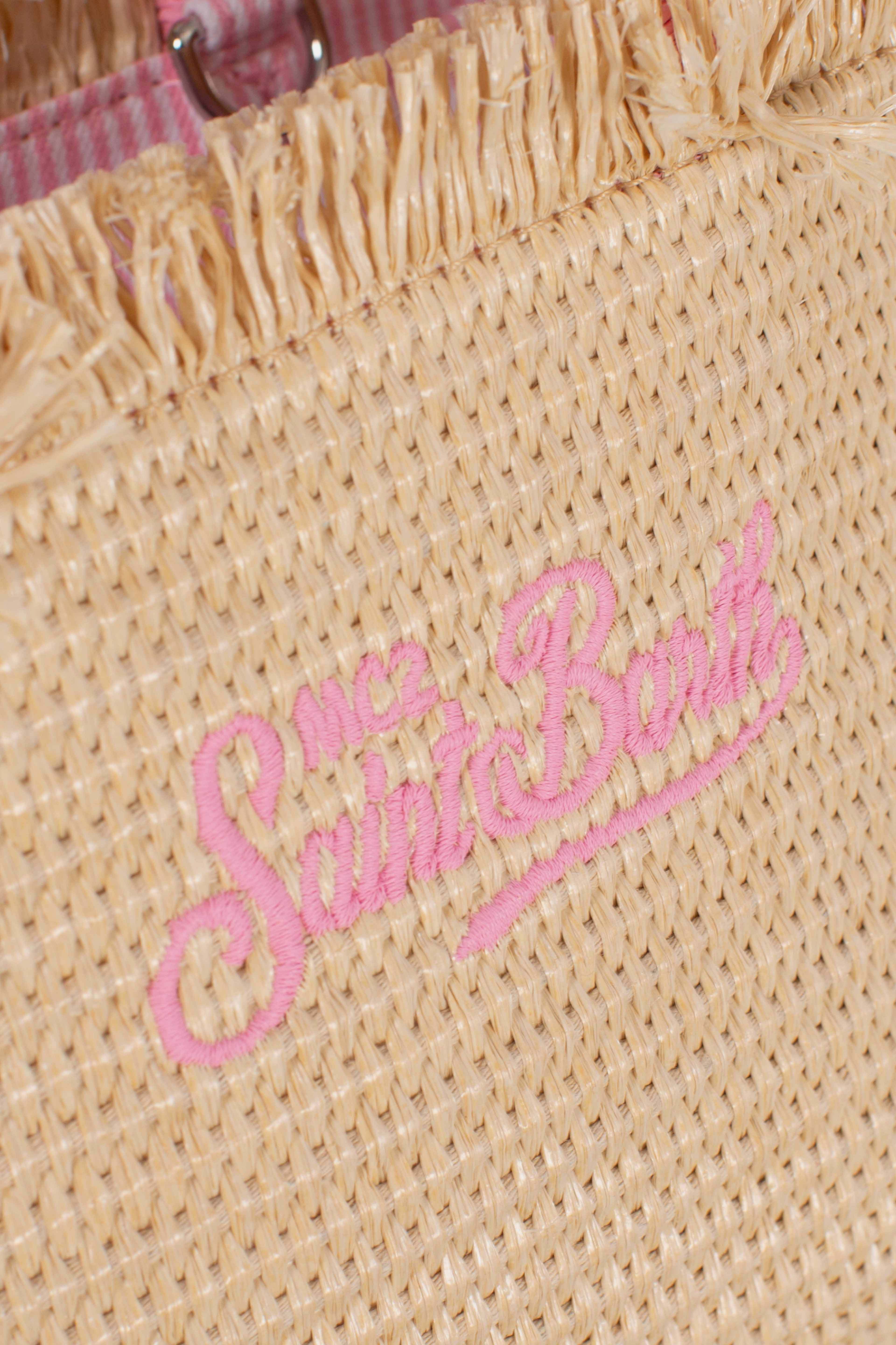 Borsa Mini Vanity beige effetto paglia