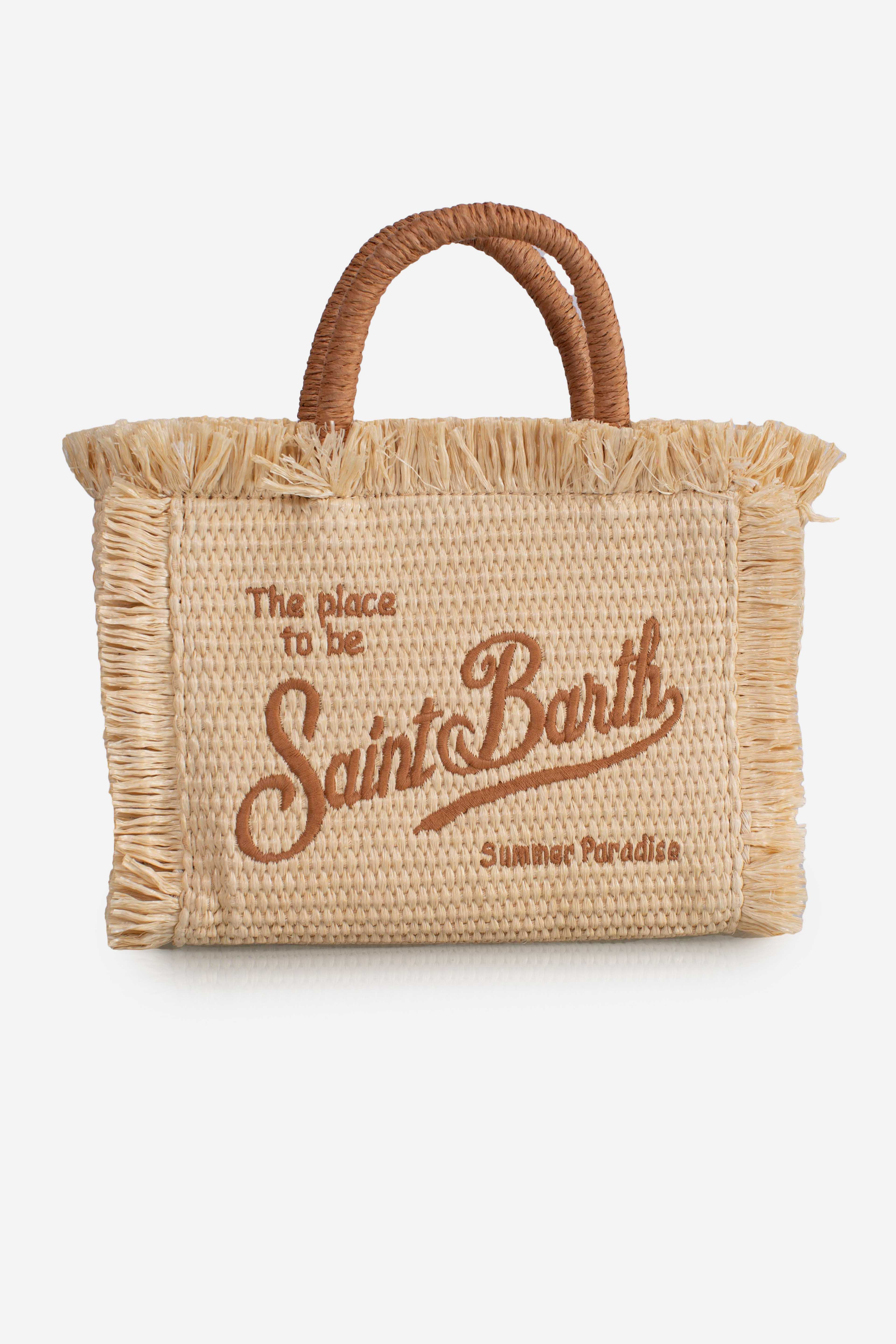 Borsa Mini Vanity beige effetto paglia
