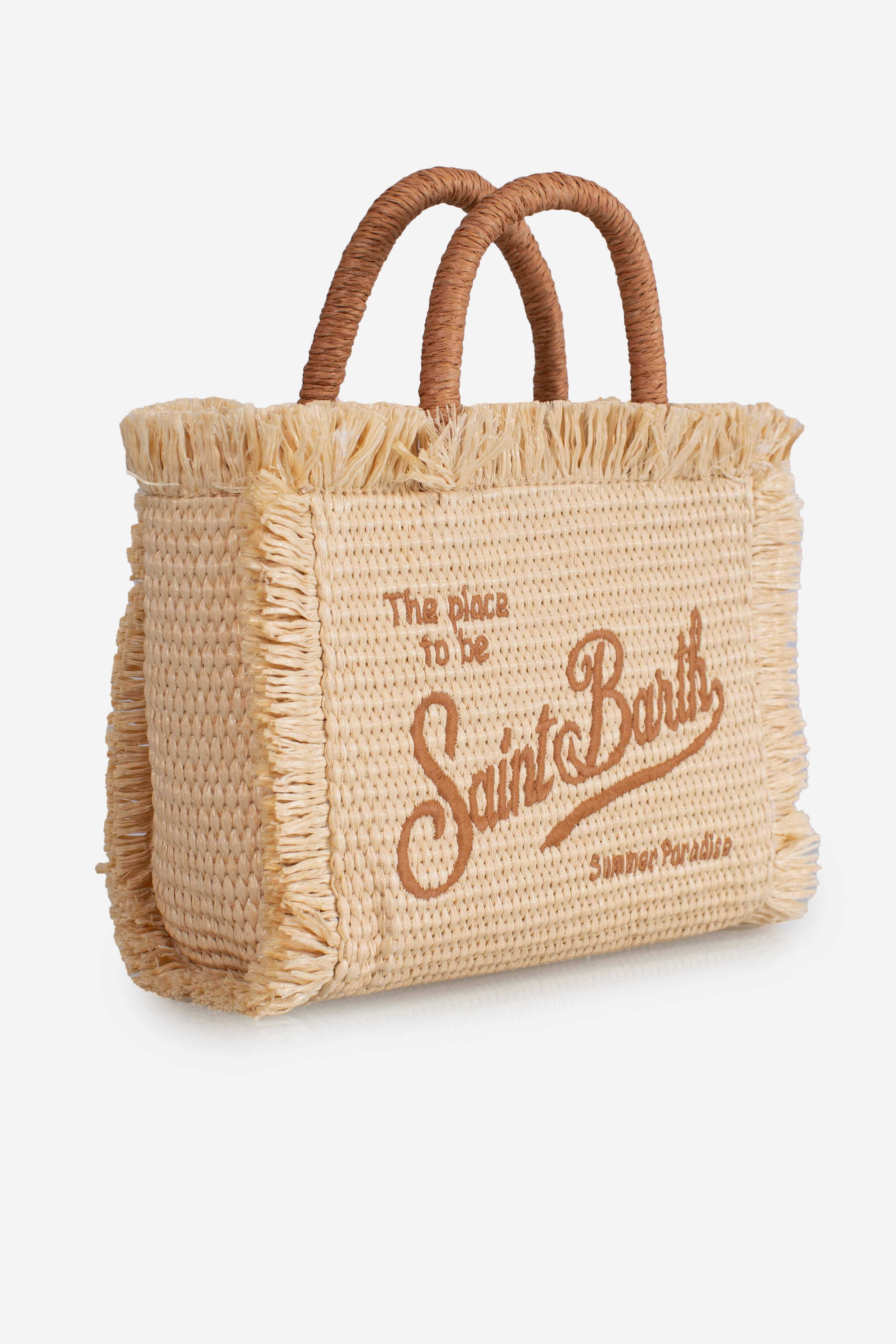 Borsa Mini Vanity beige effetto paglia