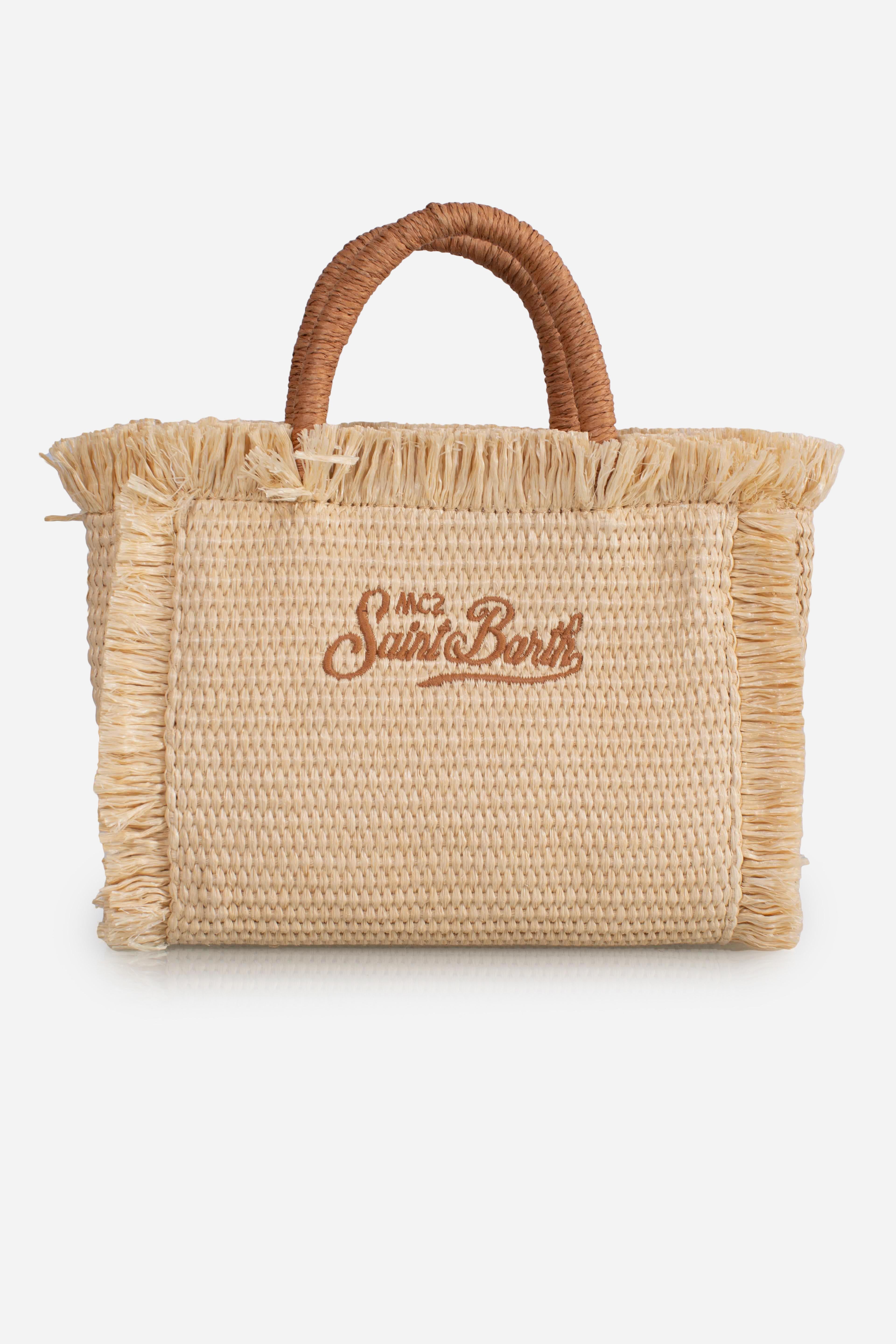 Borsa Mini Vanity beige effetto paglia