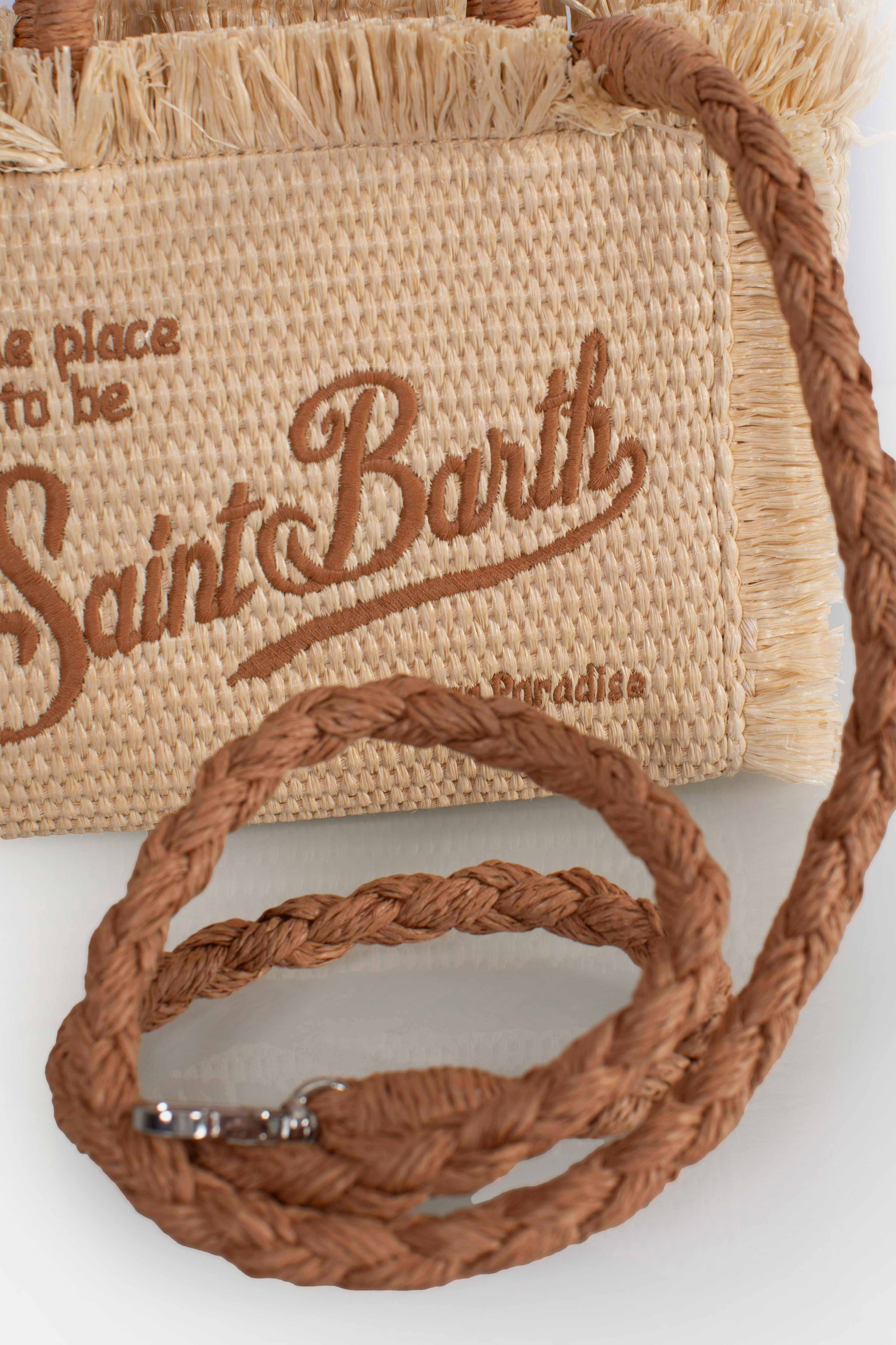 Borsa Mini Vanity beige effetto paglia