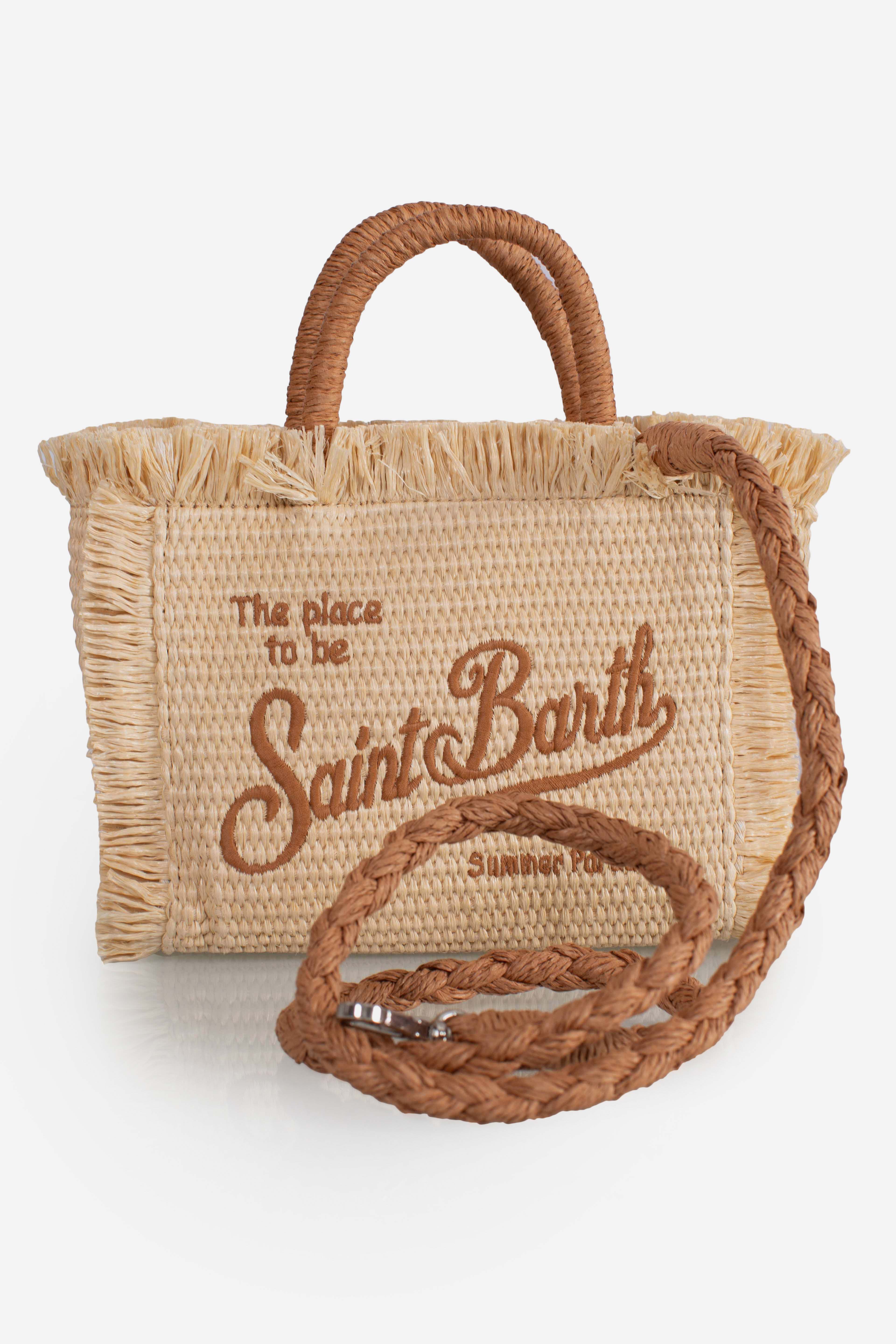 Borsa Mini Vanity beige effetto paglia