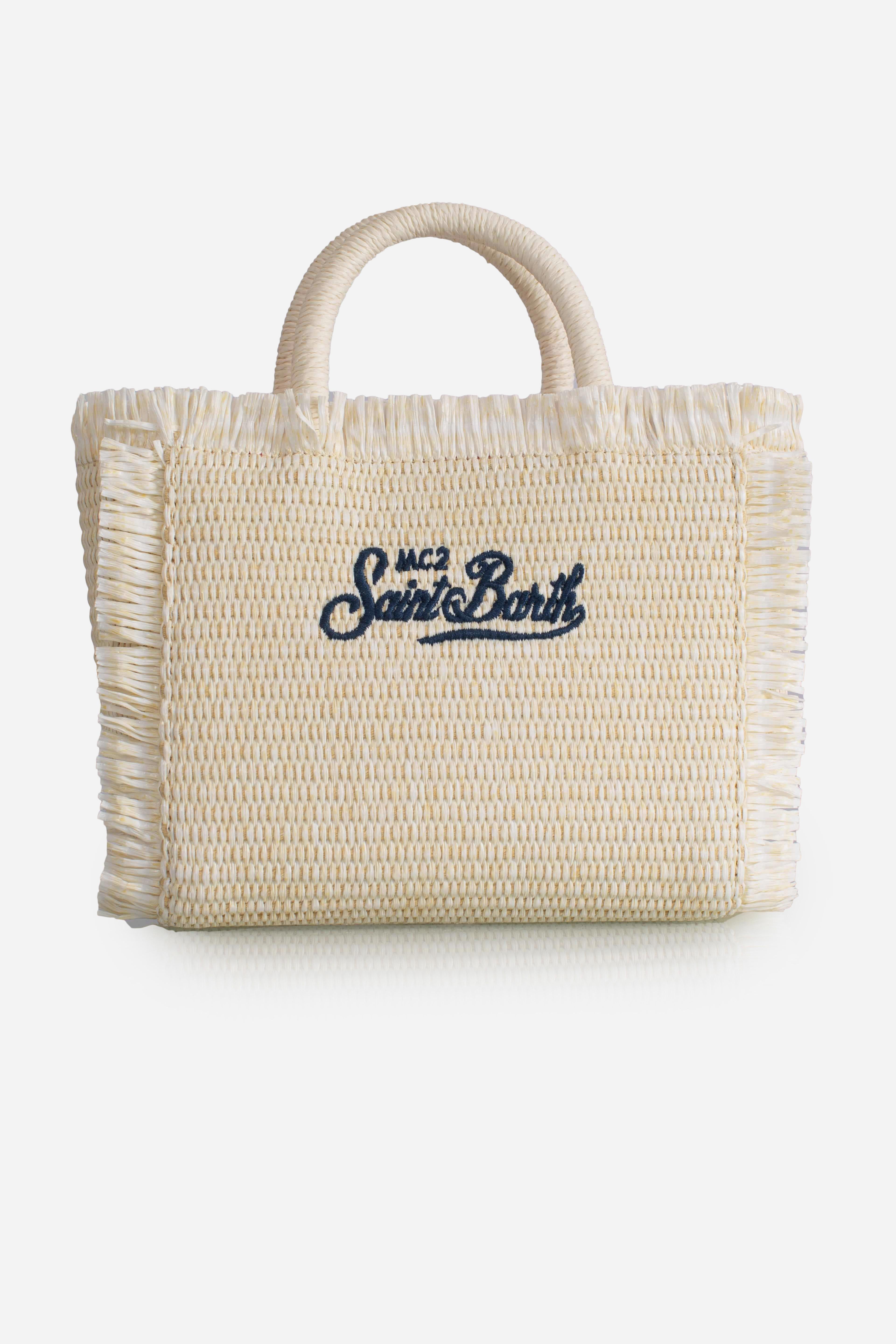 Borsa Mini Vanity cream effetto paglia