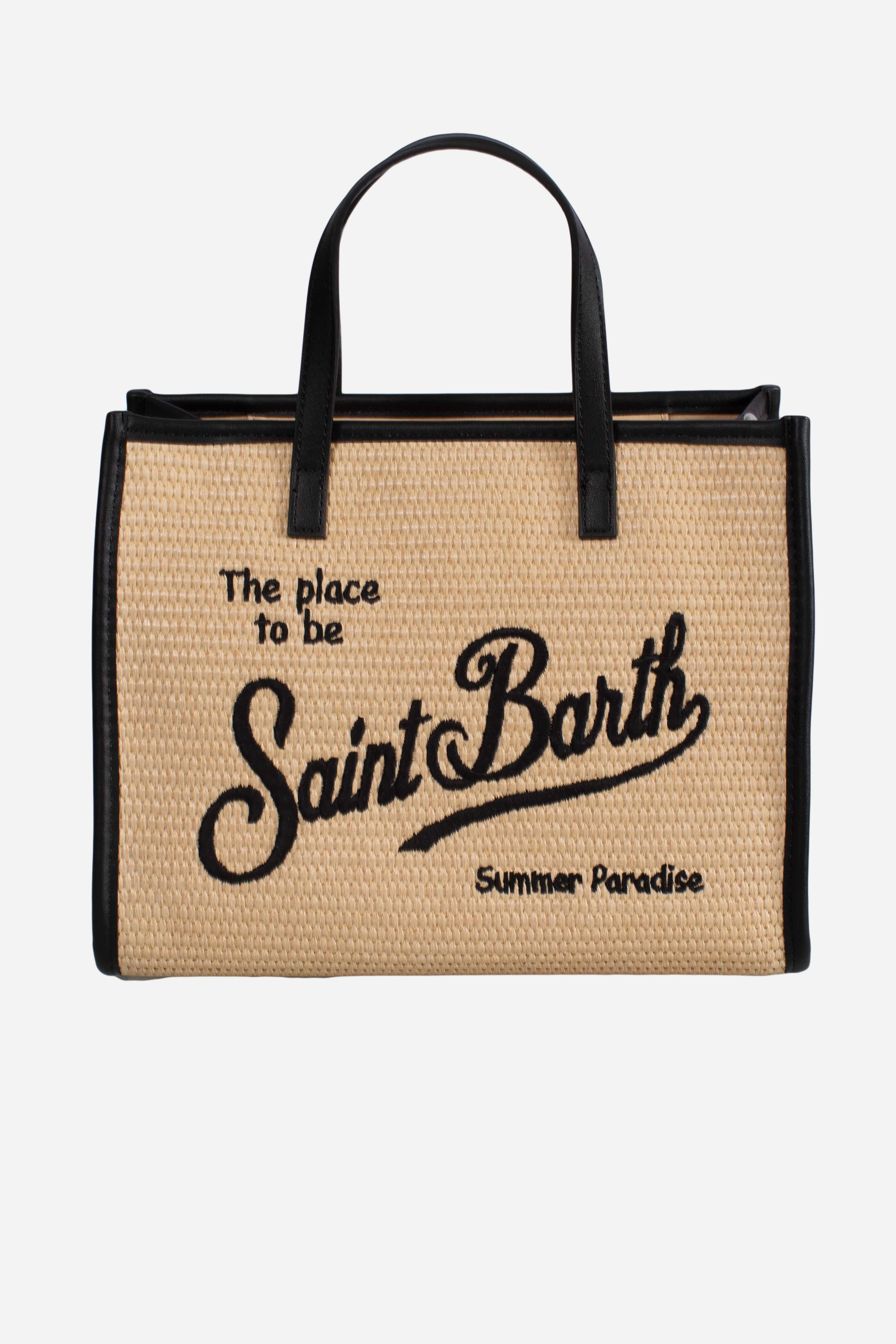Borsa Vivian Mid Straw nero effetto paglia