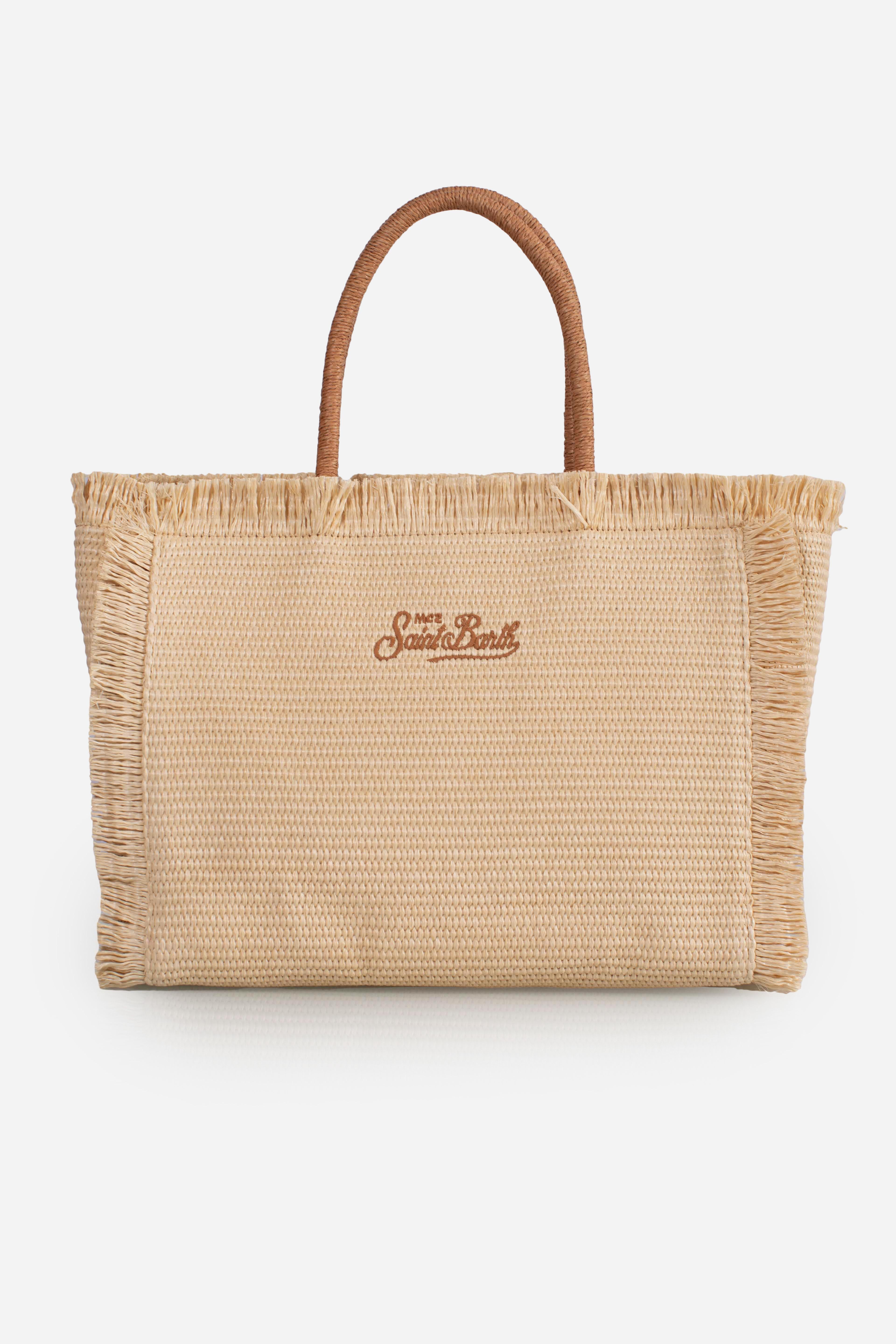 Borsa Colette effetto paglia con logo ricamato