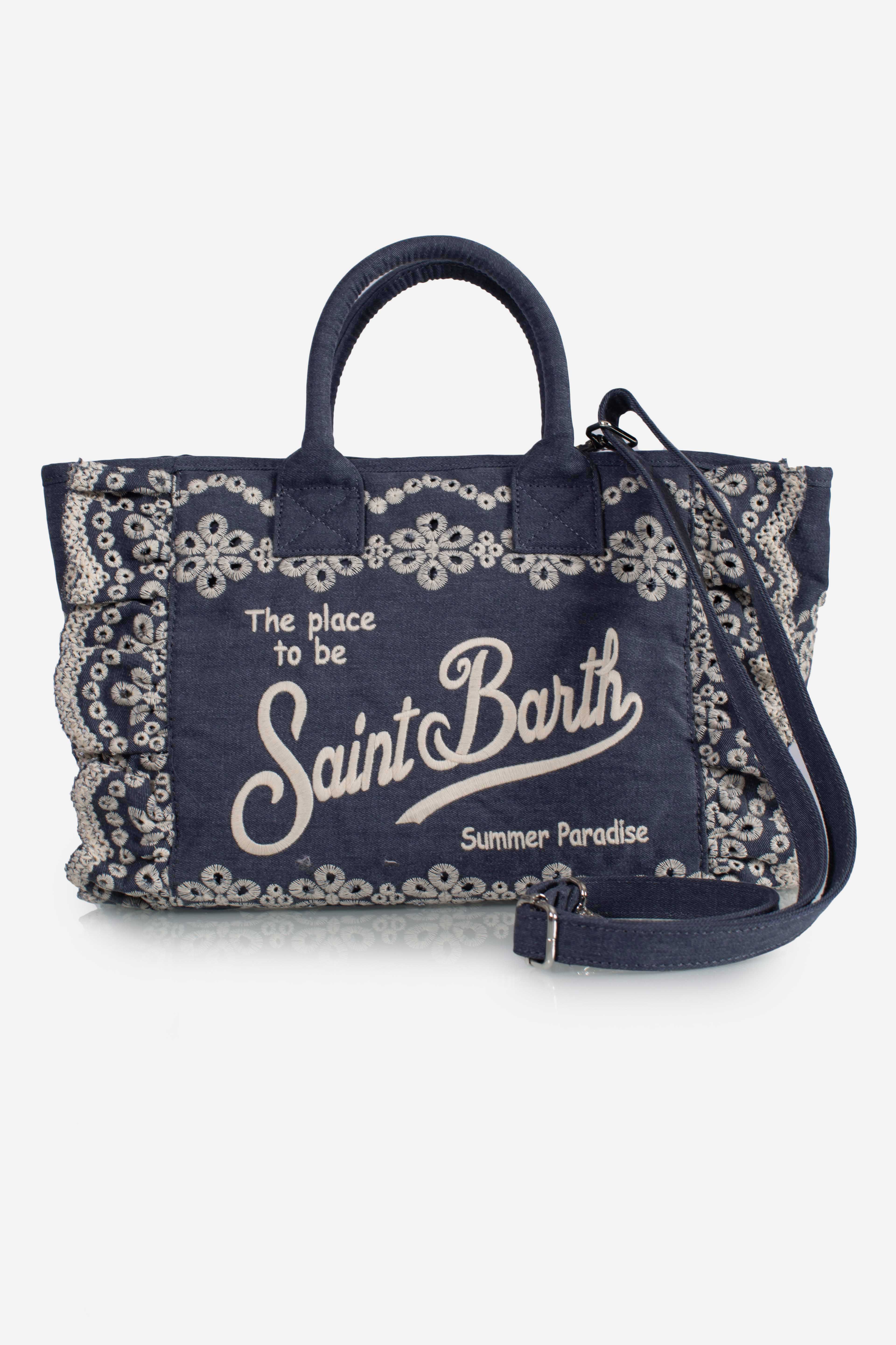 Borsa MC2 Saint Barth in cotone ricamato