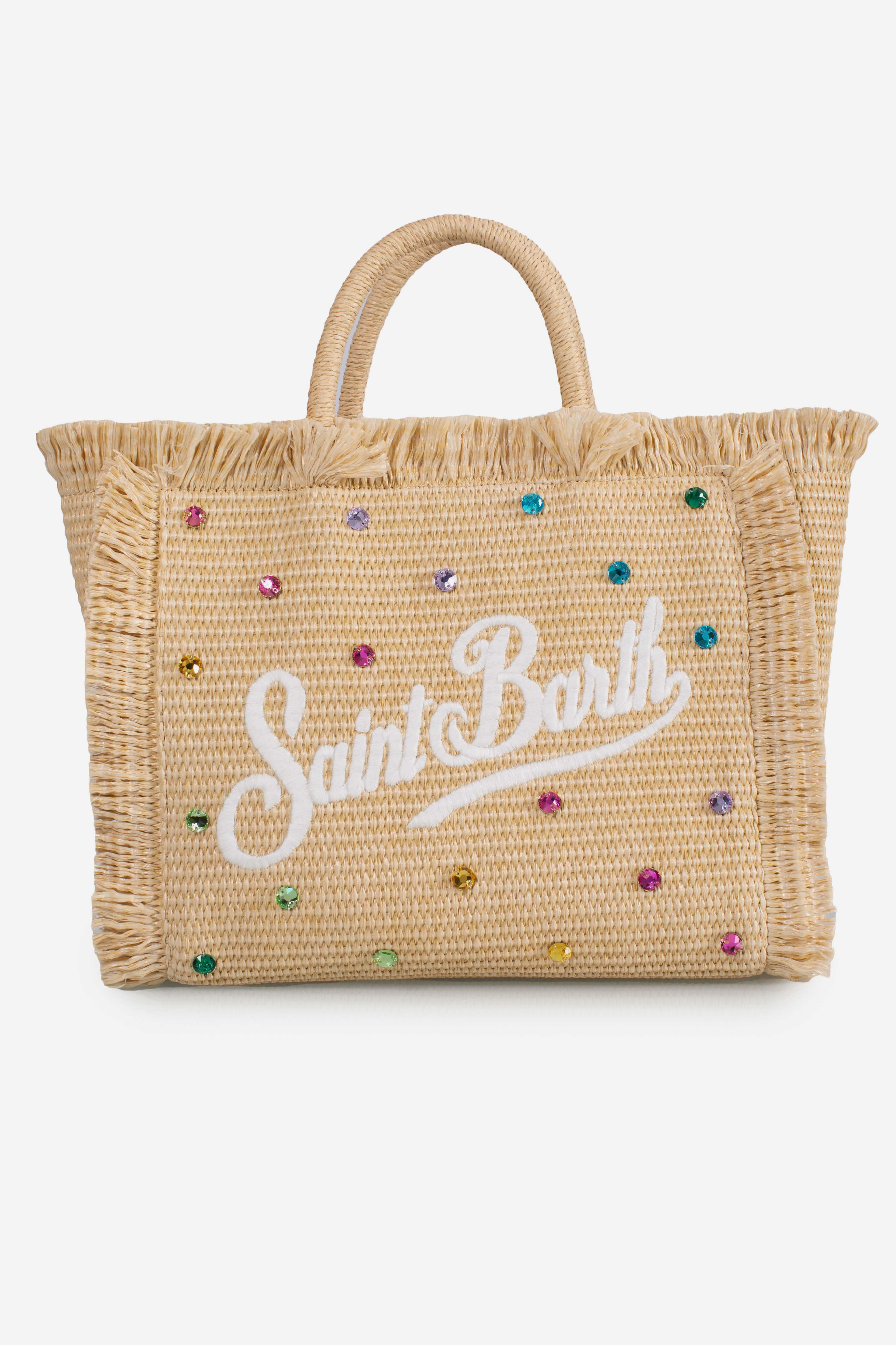 Borsa Colette effetto paglia con decorazioni in strass