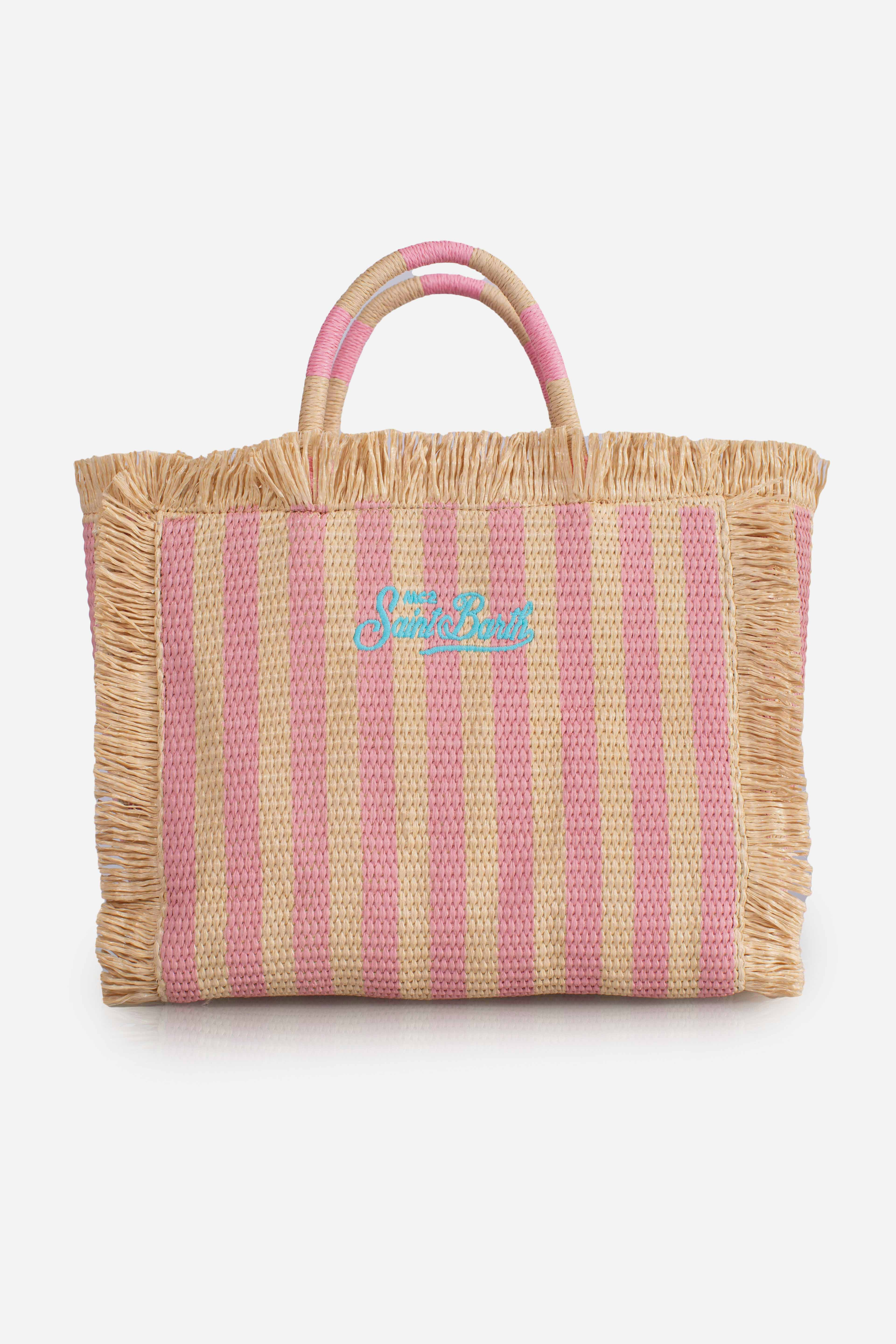 Borsa Colette effetto paglia con stampa a righe