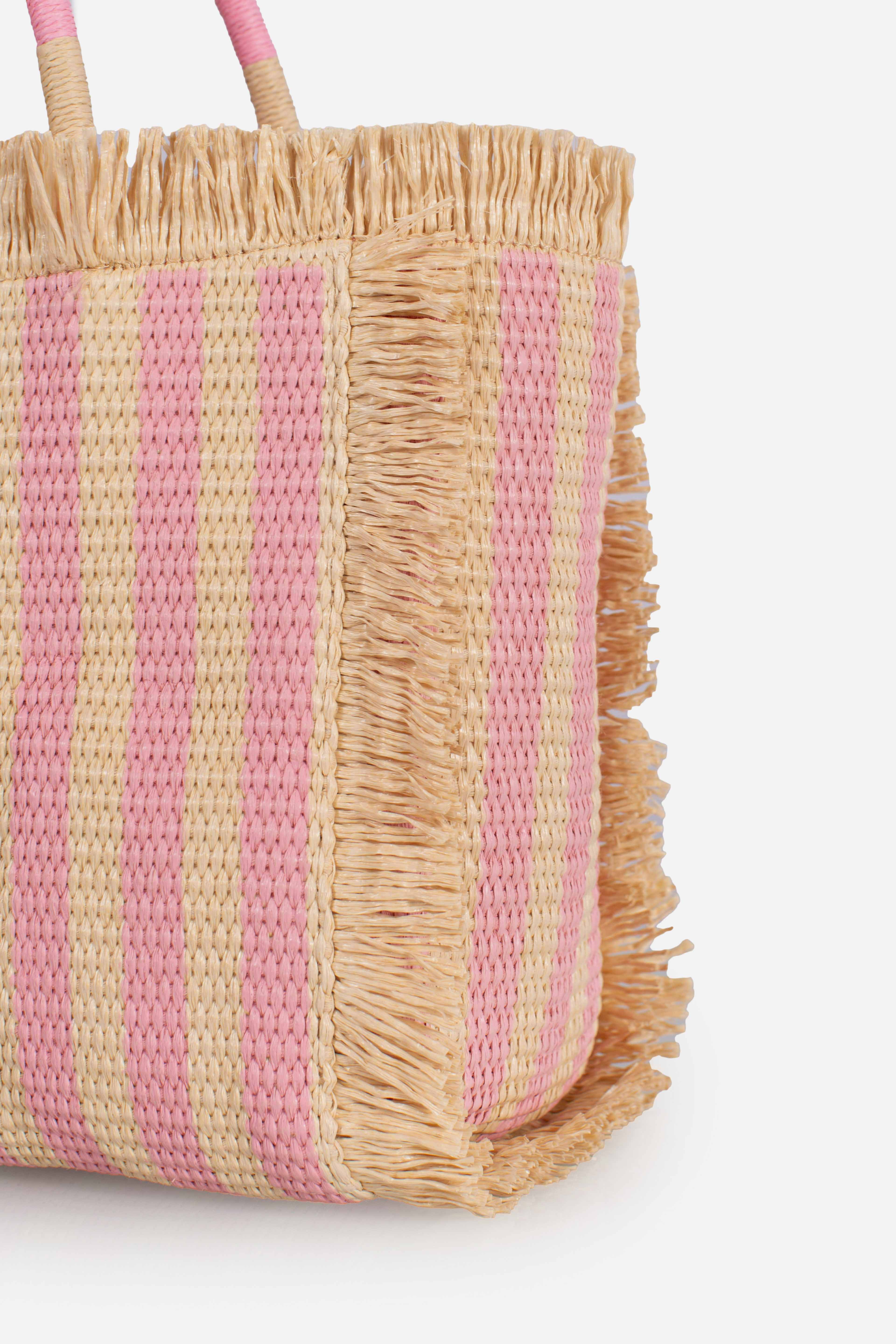 Borsa Colette effetto paglia con stampa a righe