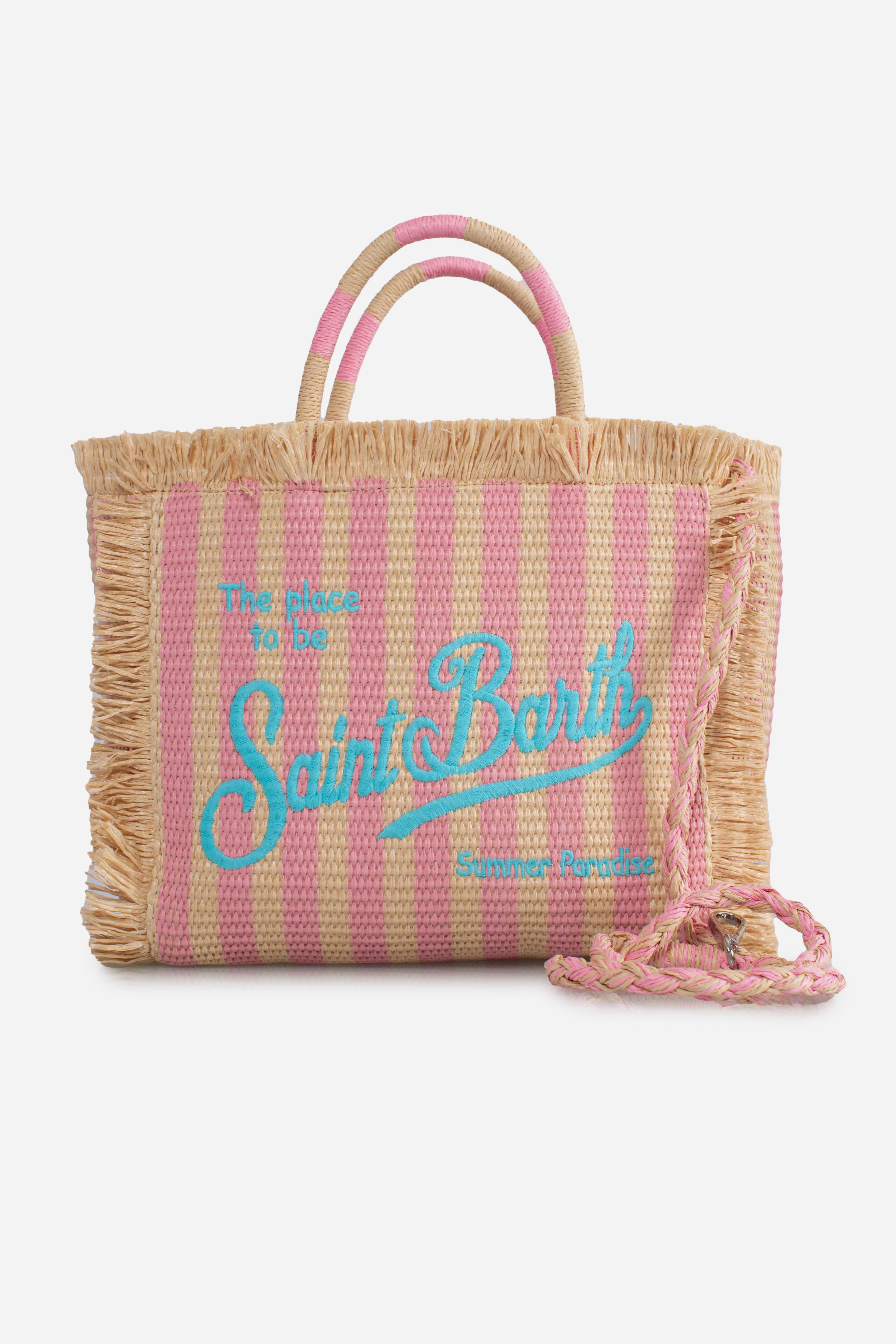 Borsa Colette effetto paglia con stampa a righe