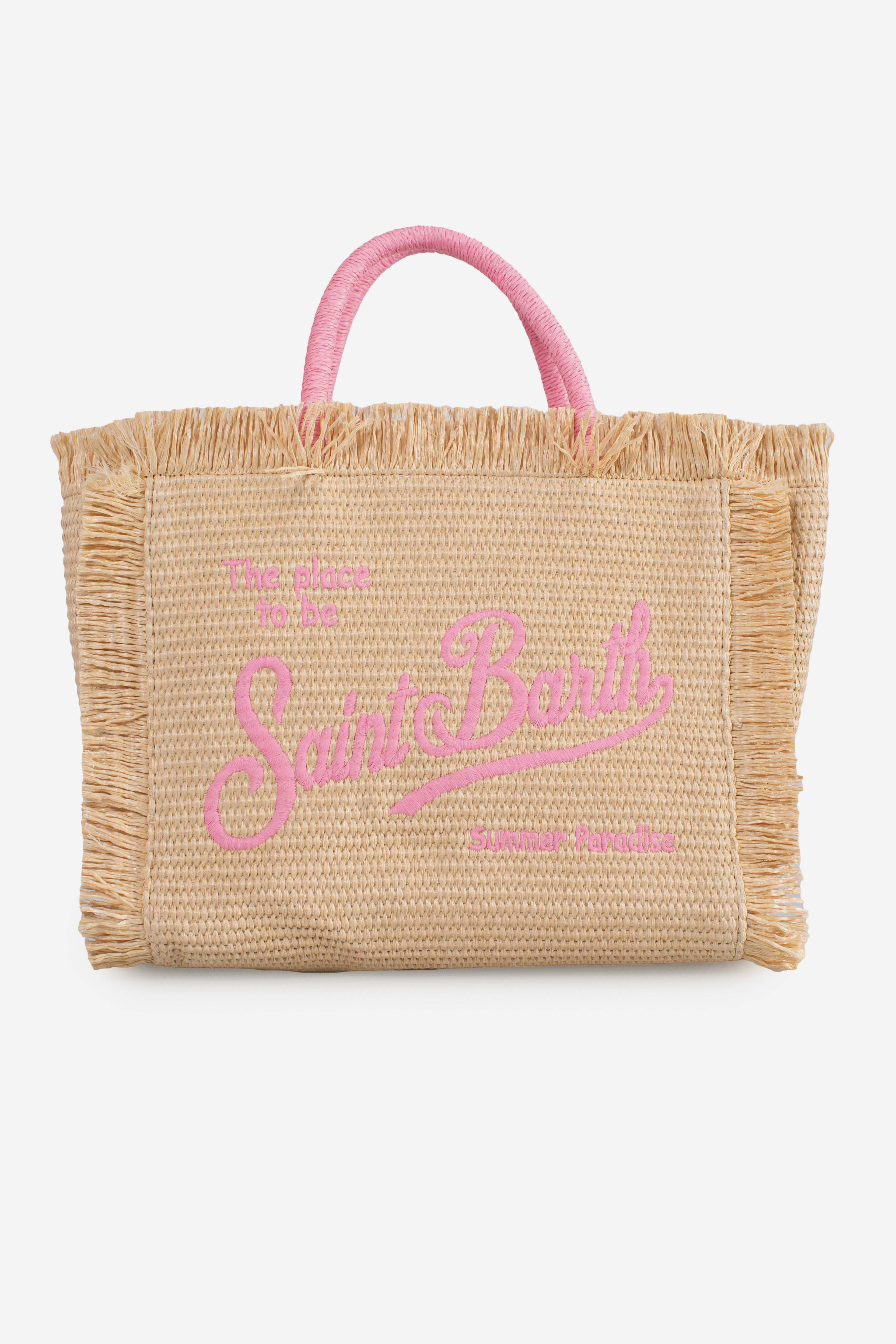 Borsa Colette effetto paglia con logo ricamato