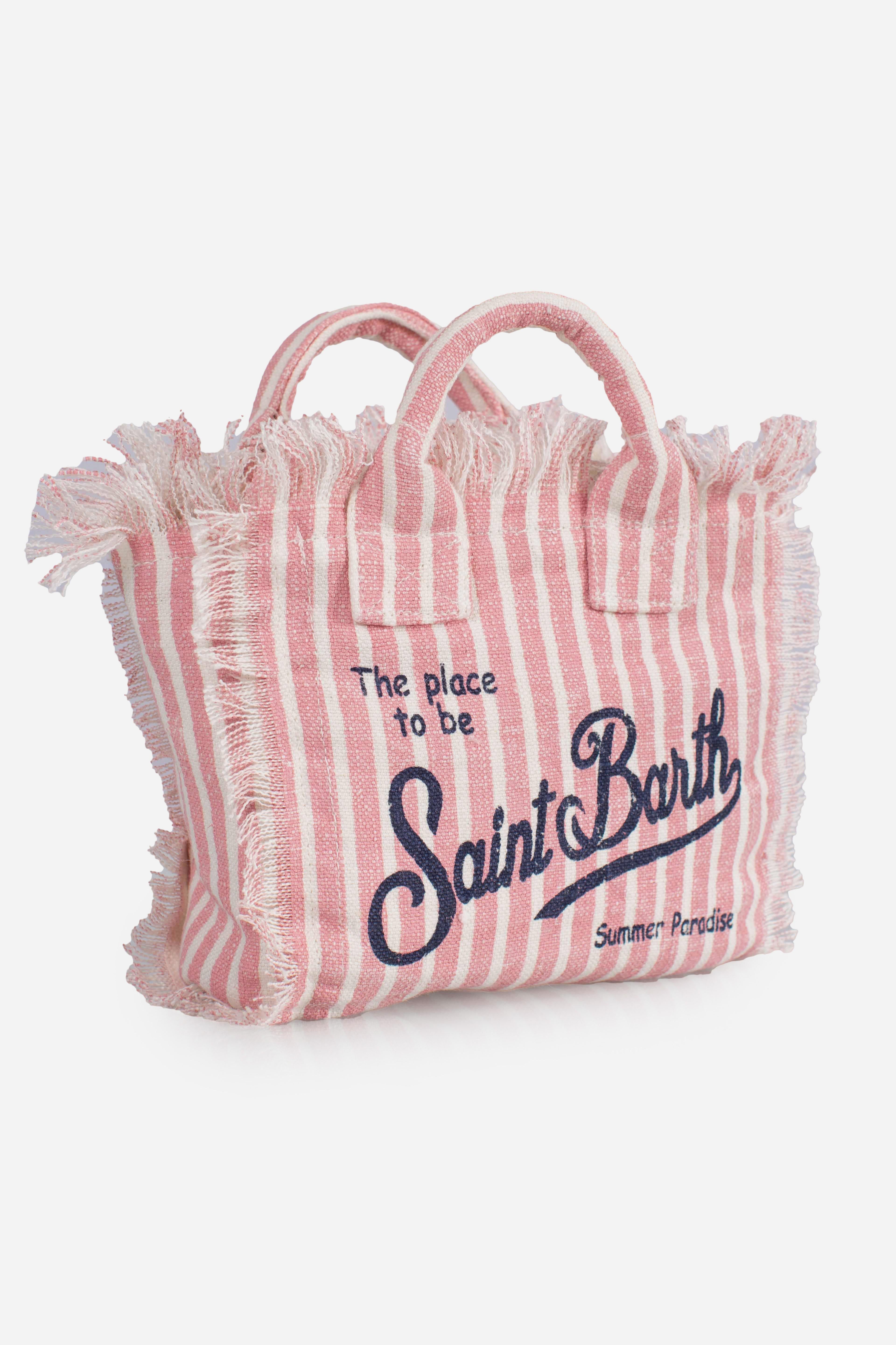 Borsa Mini Vanity in LINO con stampa a righe