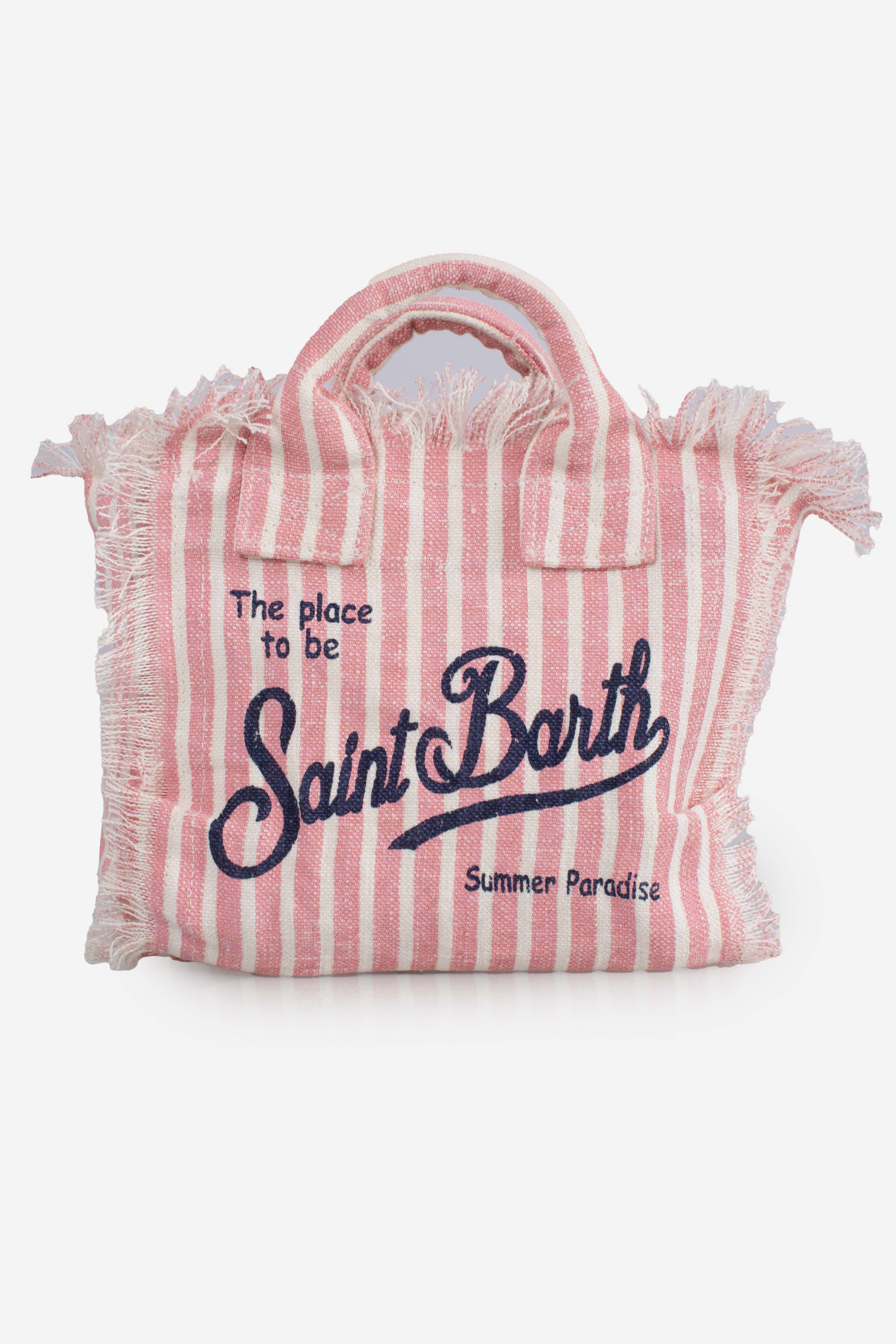 Borsa Mini Vanity in LINO con stampa a righe