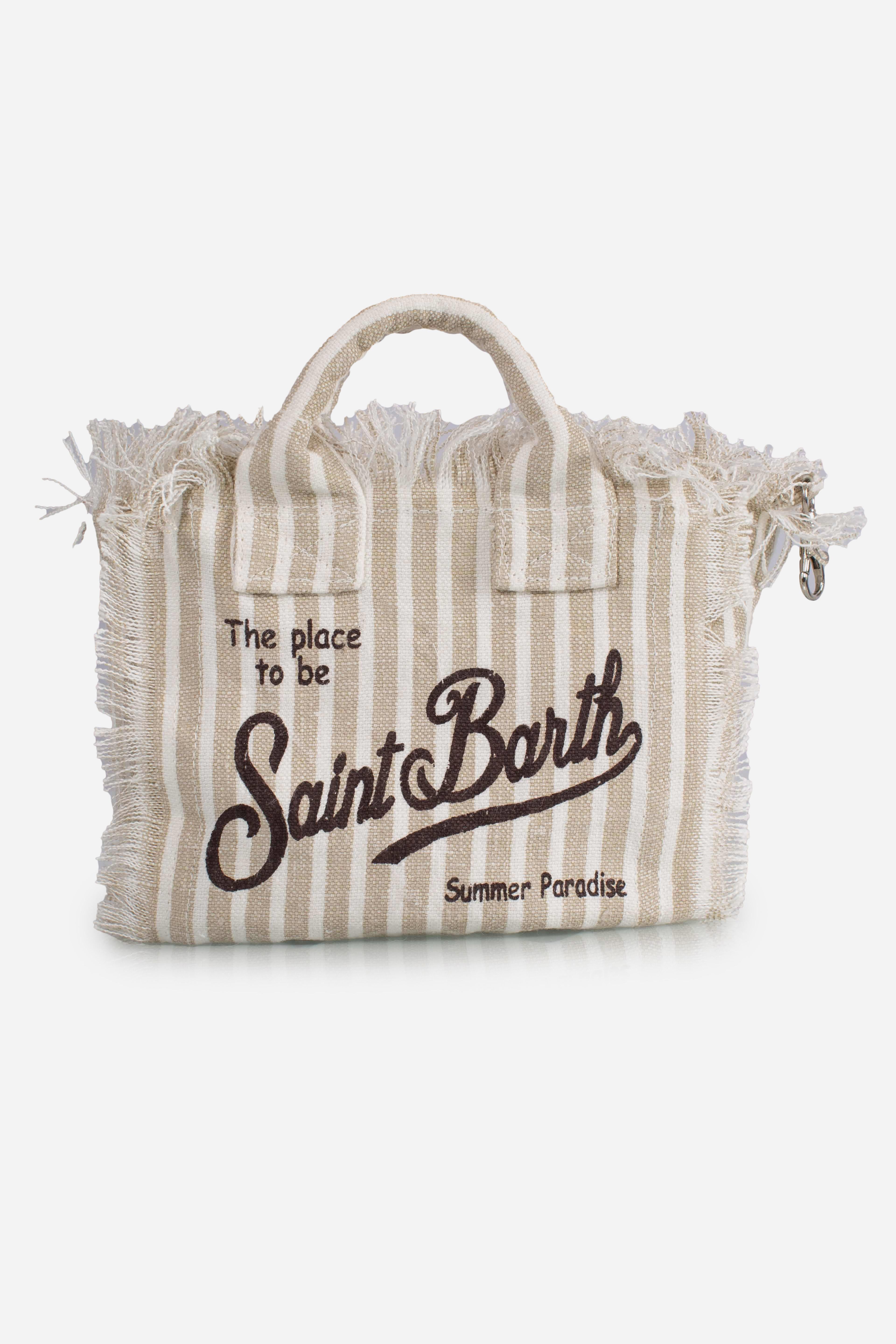 Borsa Mini Vanity in LINO con stampa a righe