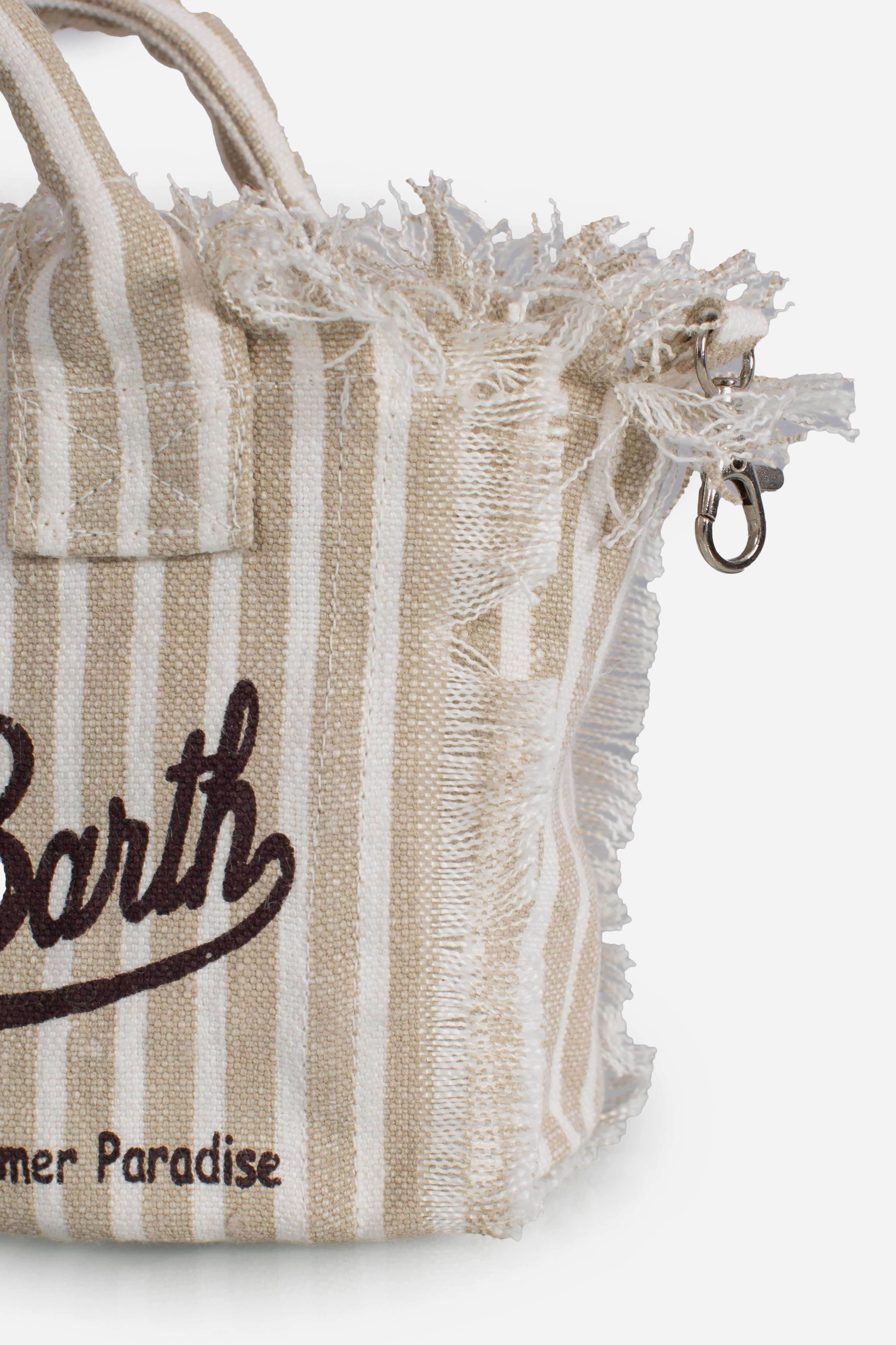 Borsa Mini Vanity in LINO con stampa a righe