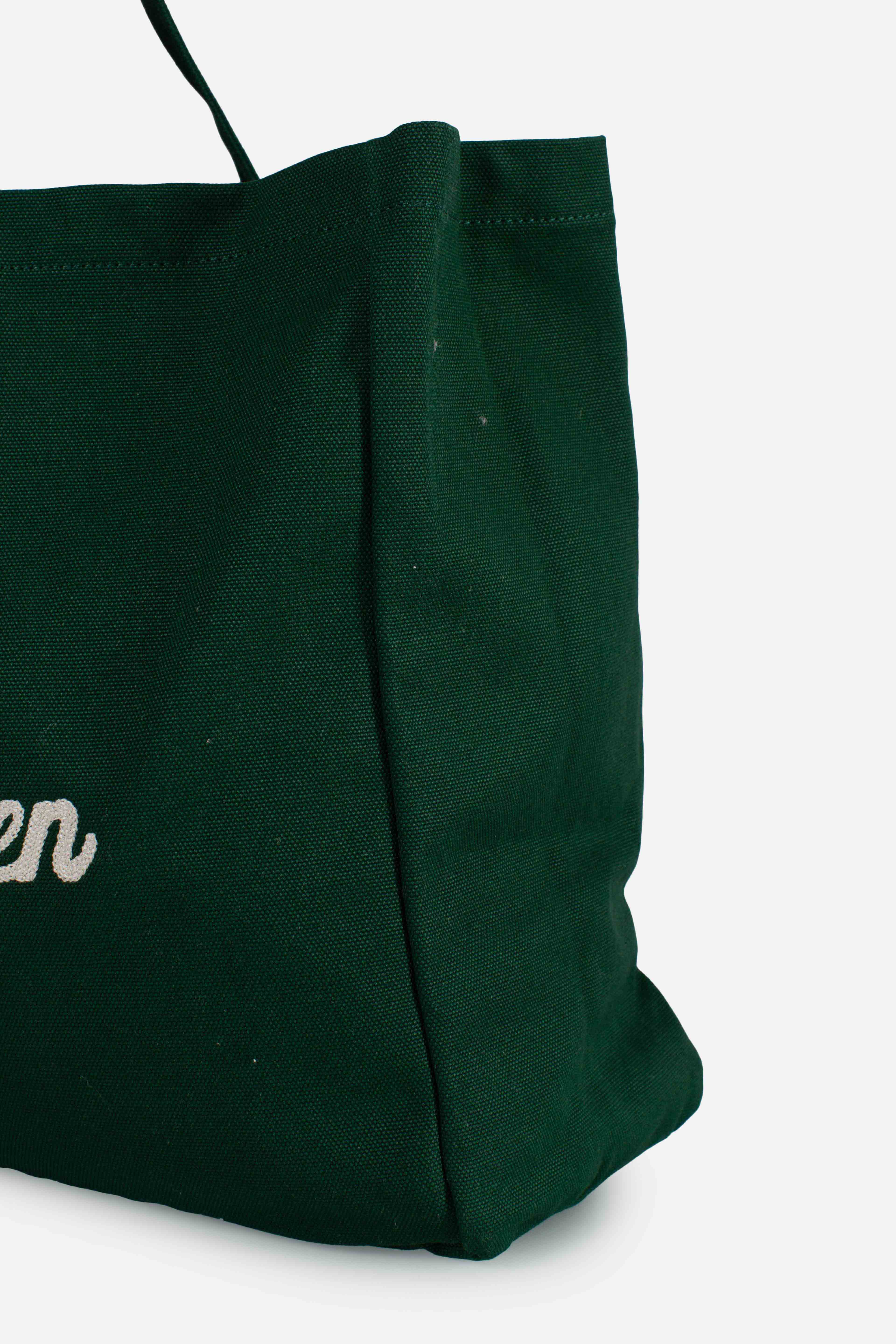 Borsa Tote in tela ricamata vintage pine
