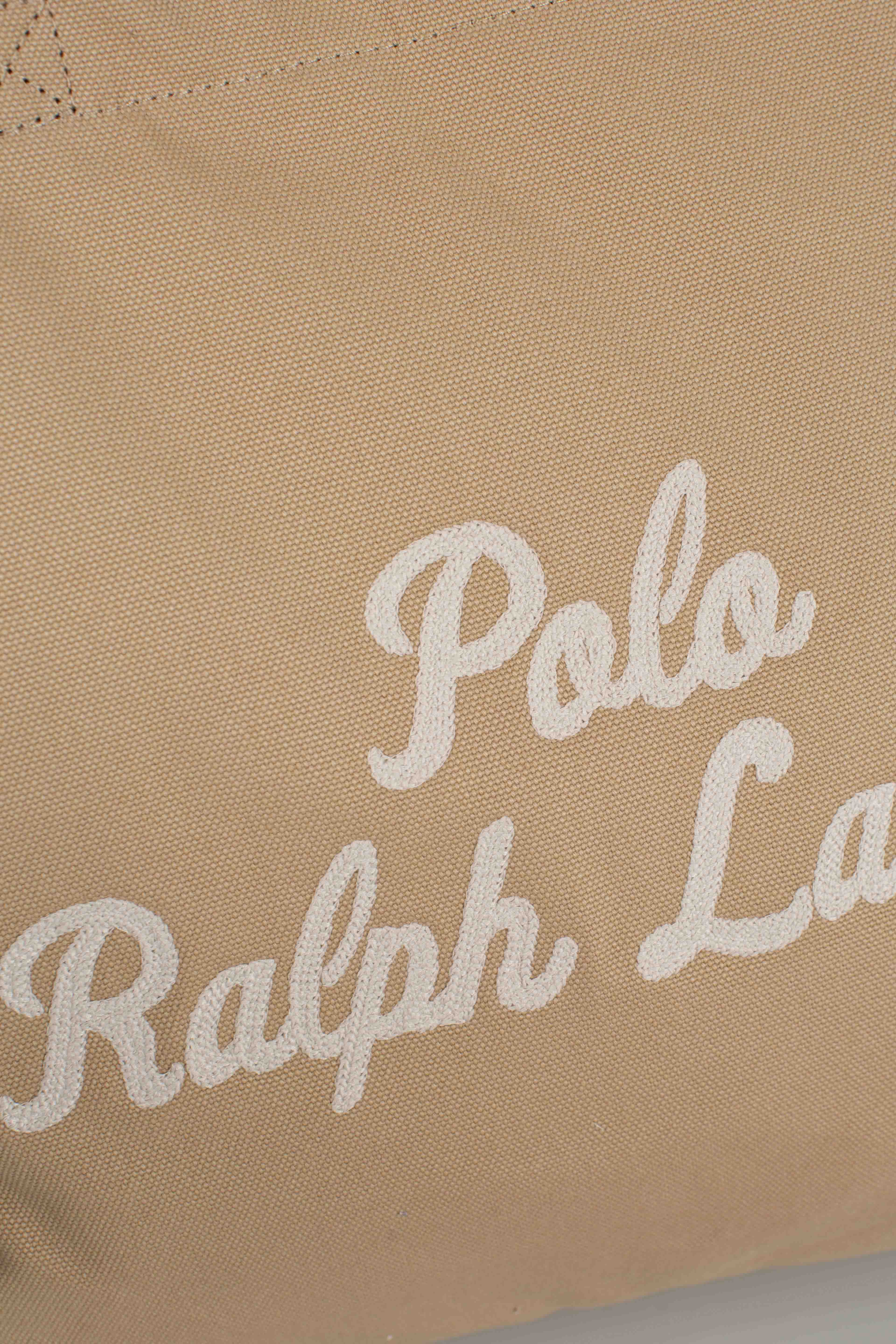 Borsa Tote in tela ricamata cafe tan