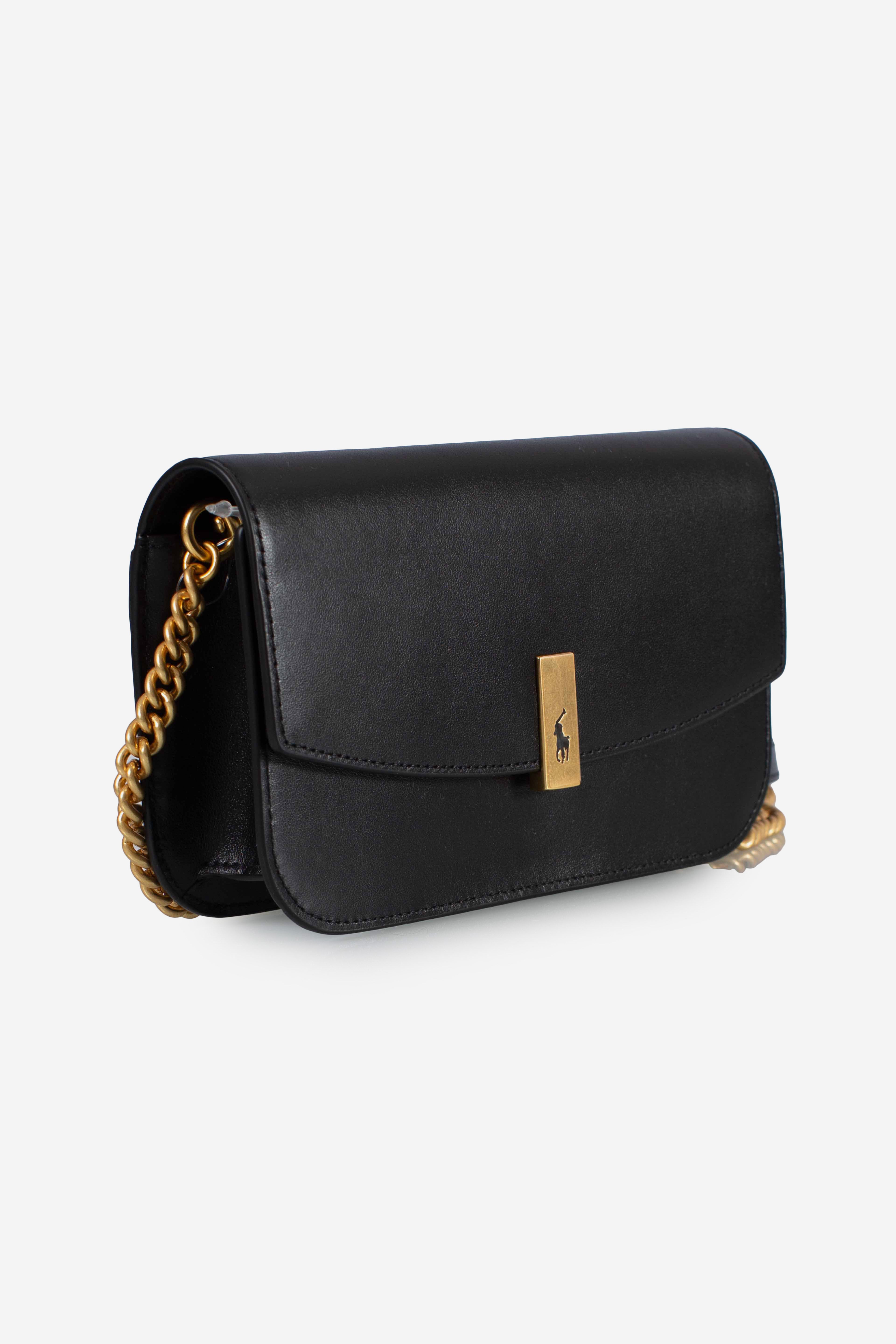 Portafoglio e borsa Polo ID in pelle con catena black