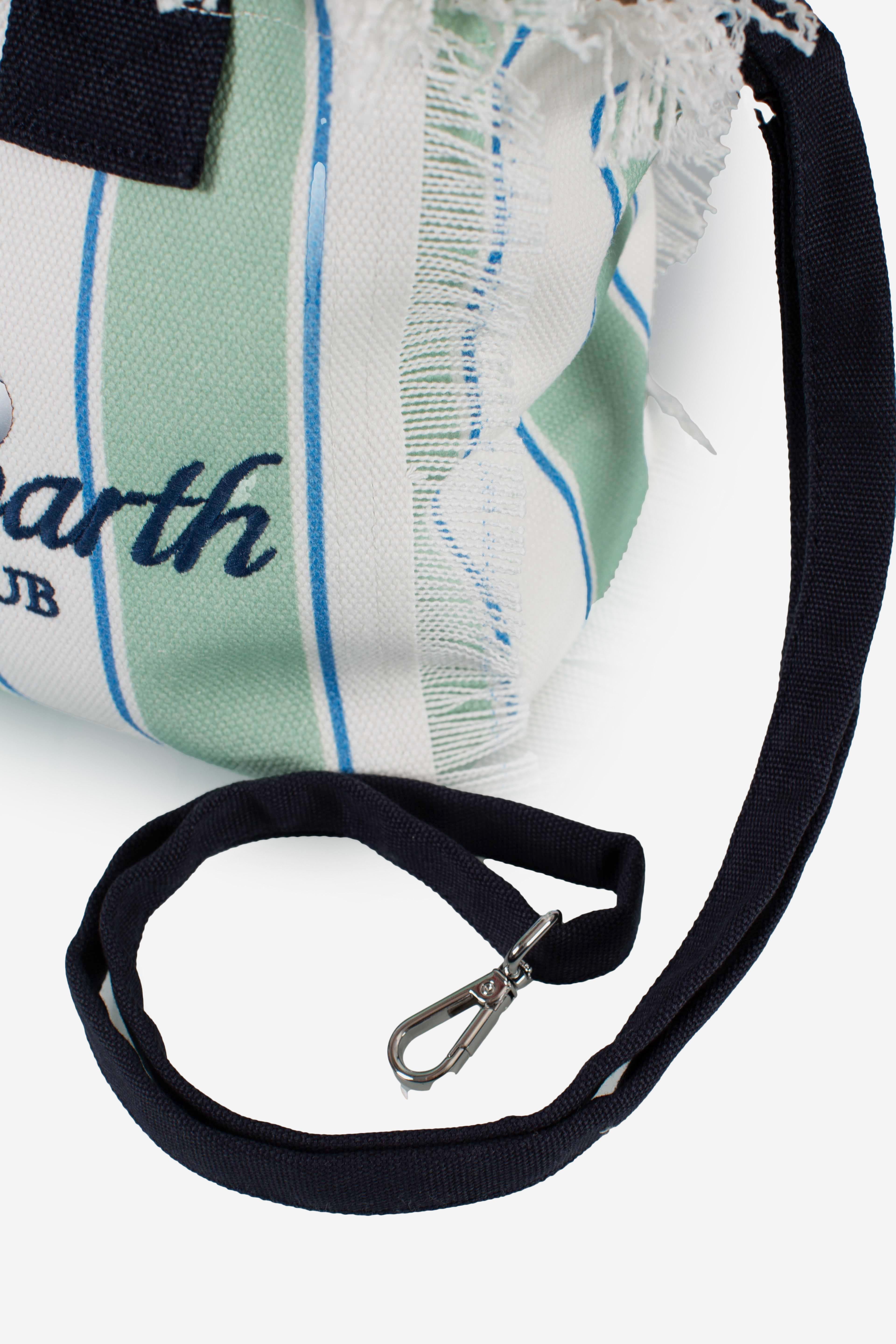 Borsa Colette in canvas a righe verdi con logo ricamato