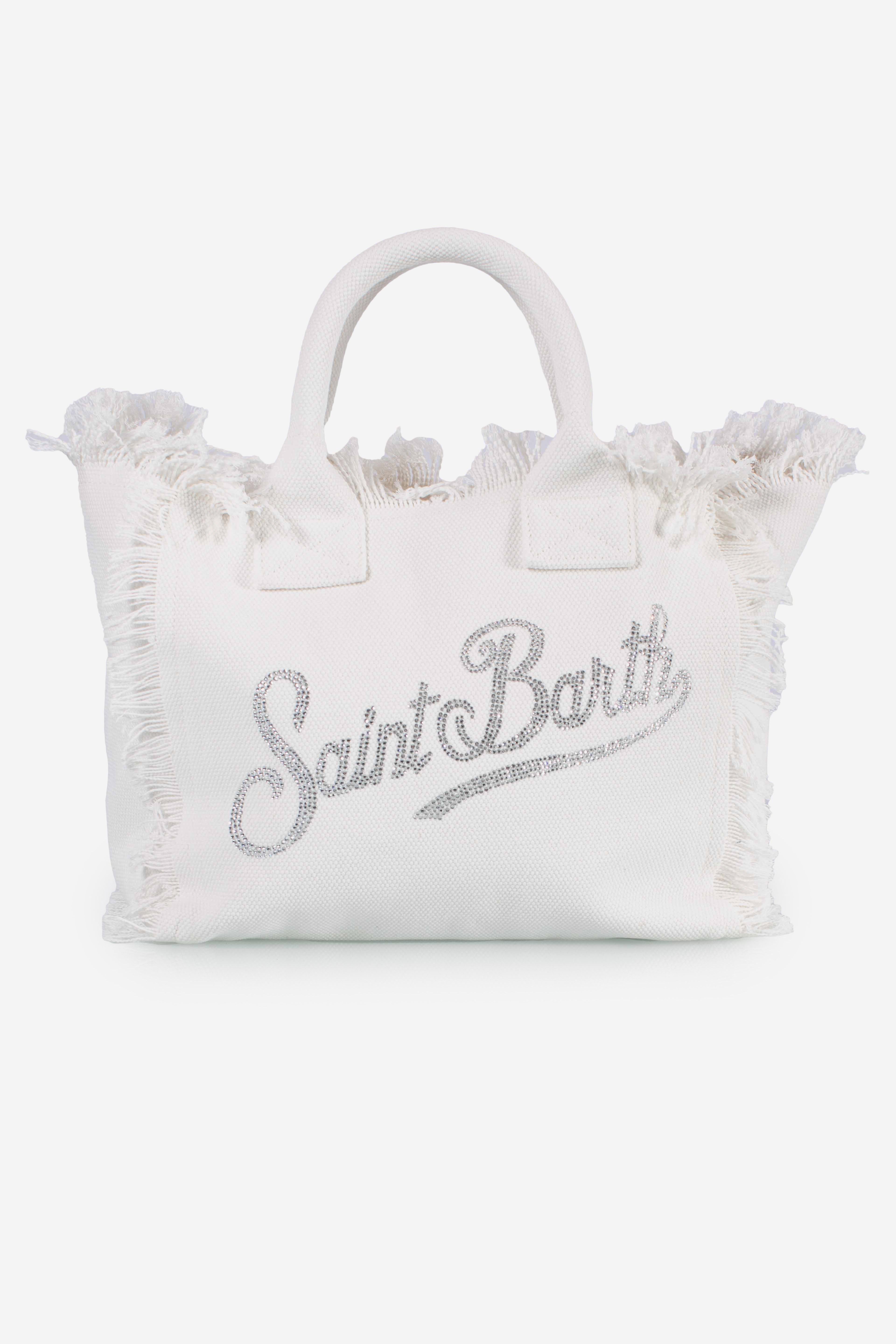 Borsa Colette in canvas rosa con logo in strass