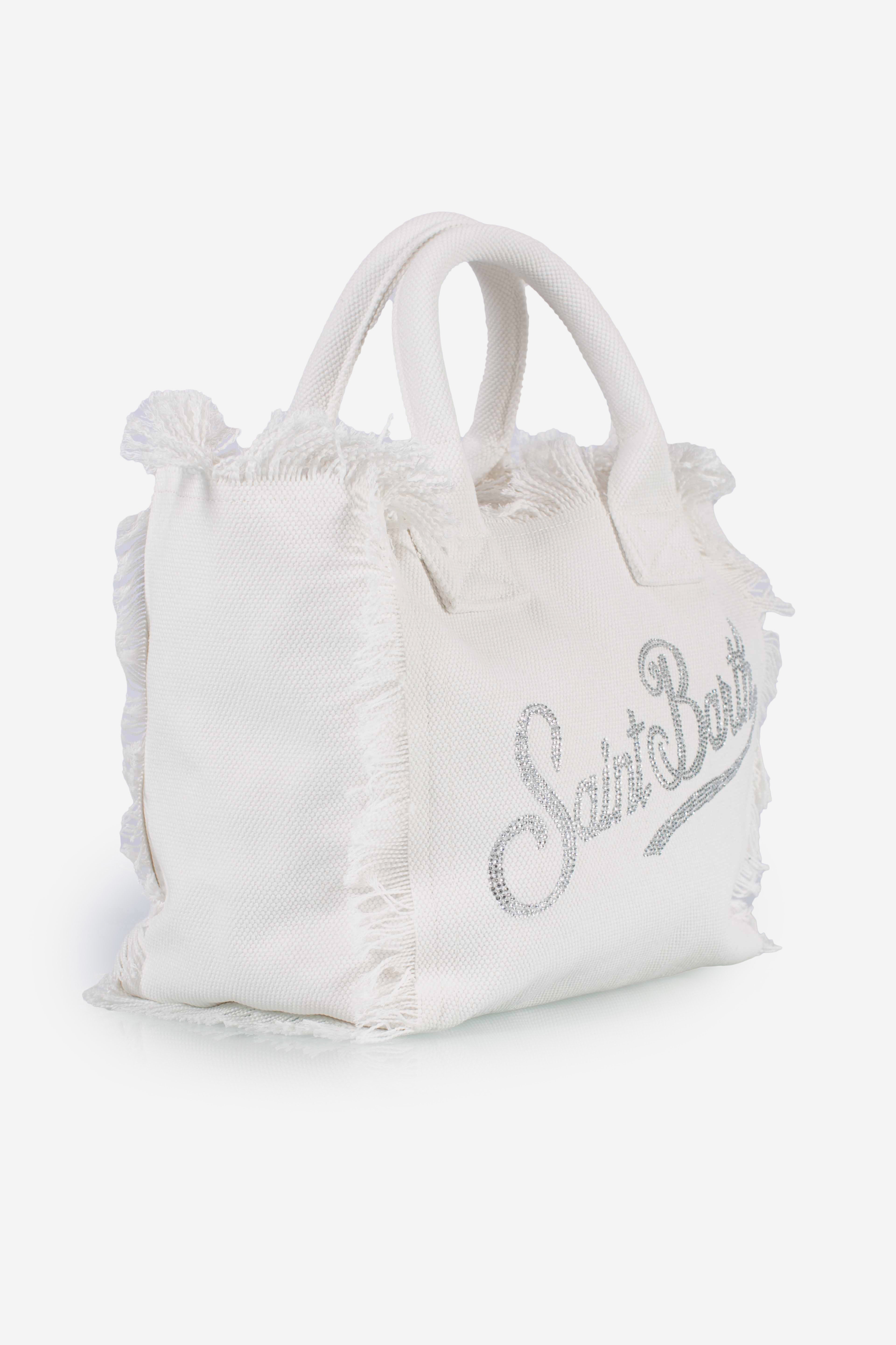 Borsa Colette in canvas rosa con logo in strass