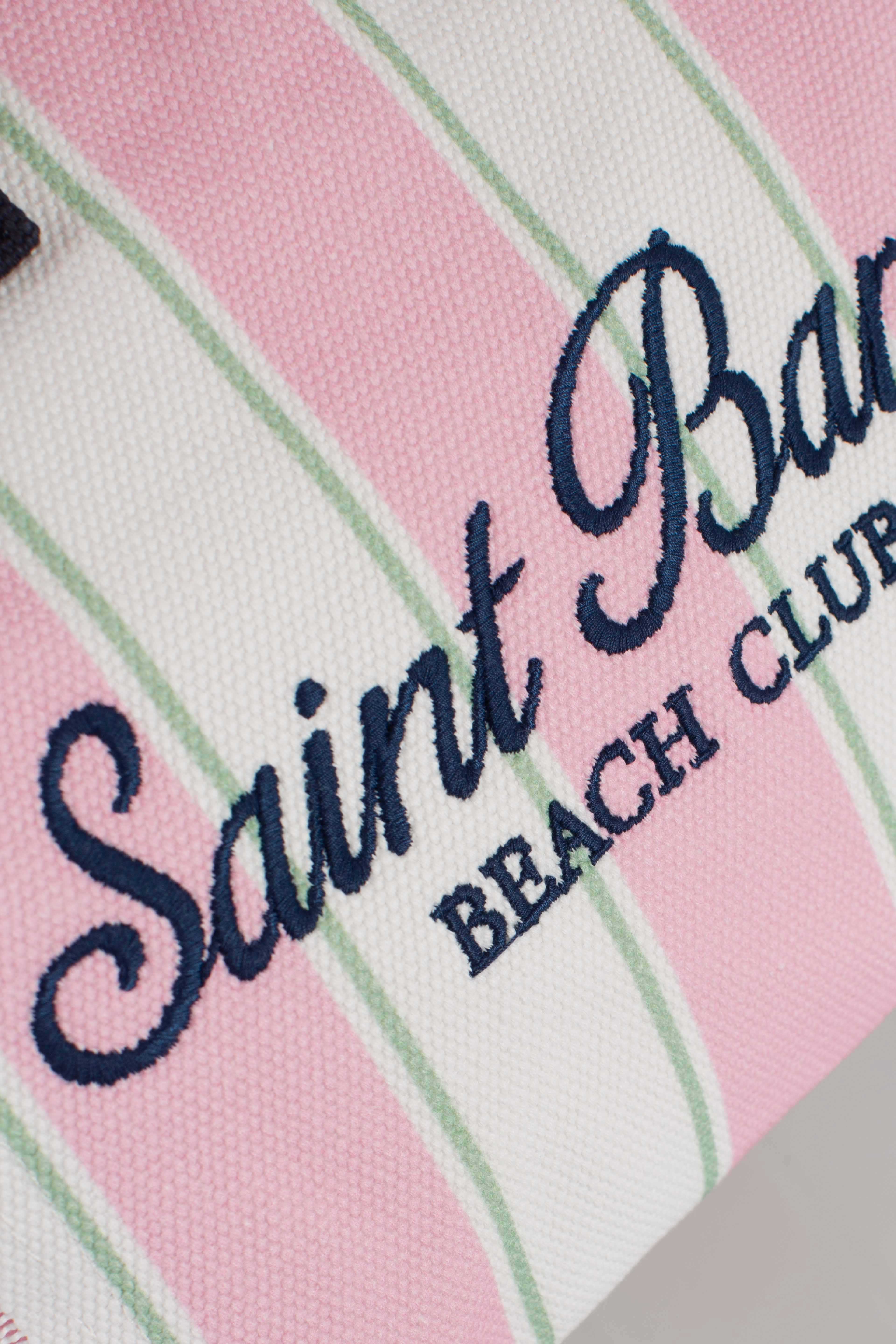 Borsa Colette in canvas a righe verdi con logo ricamato