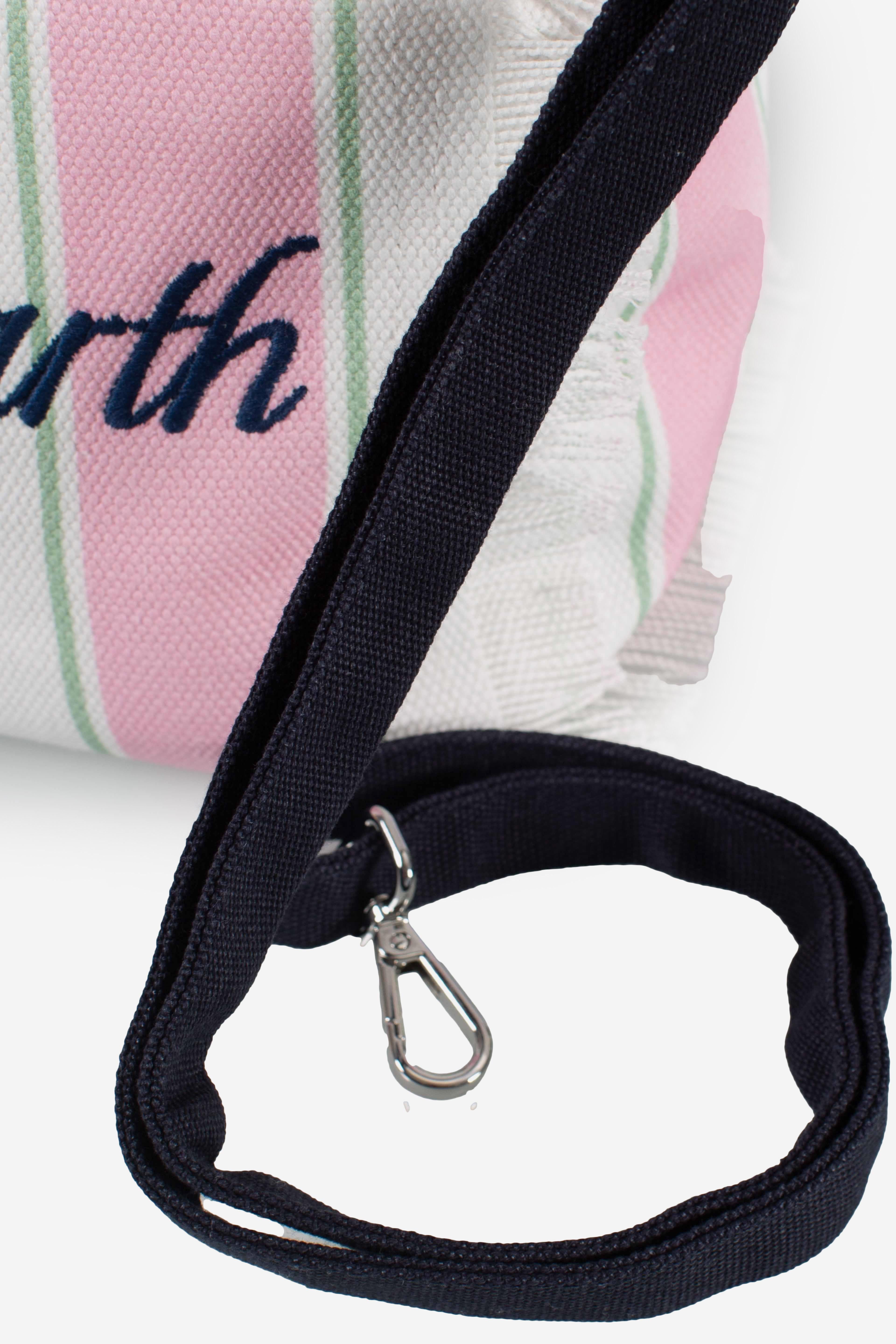 Borsa Colette in canvas a righe verdi con logo ricamato