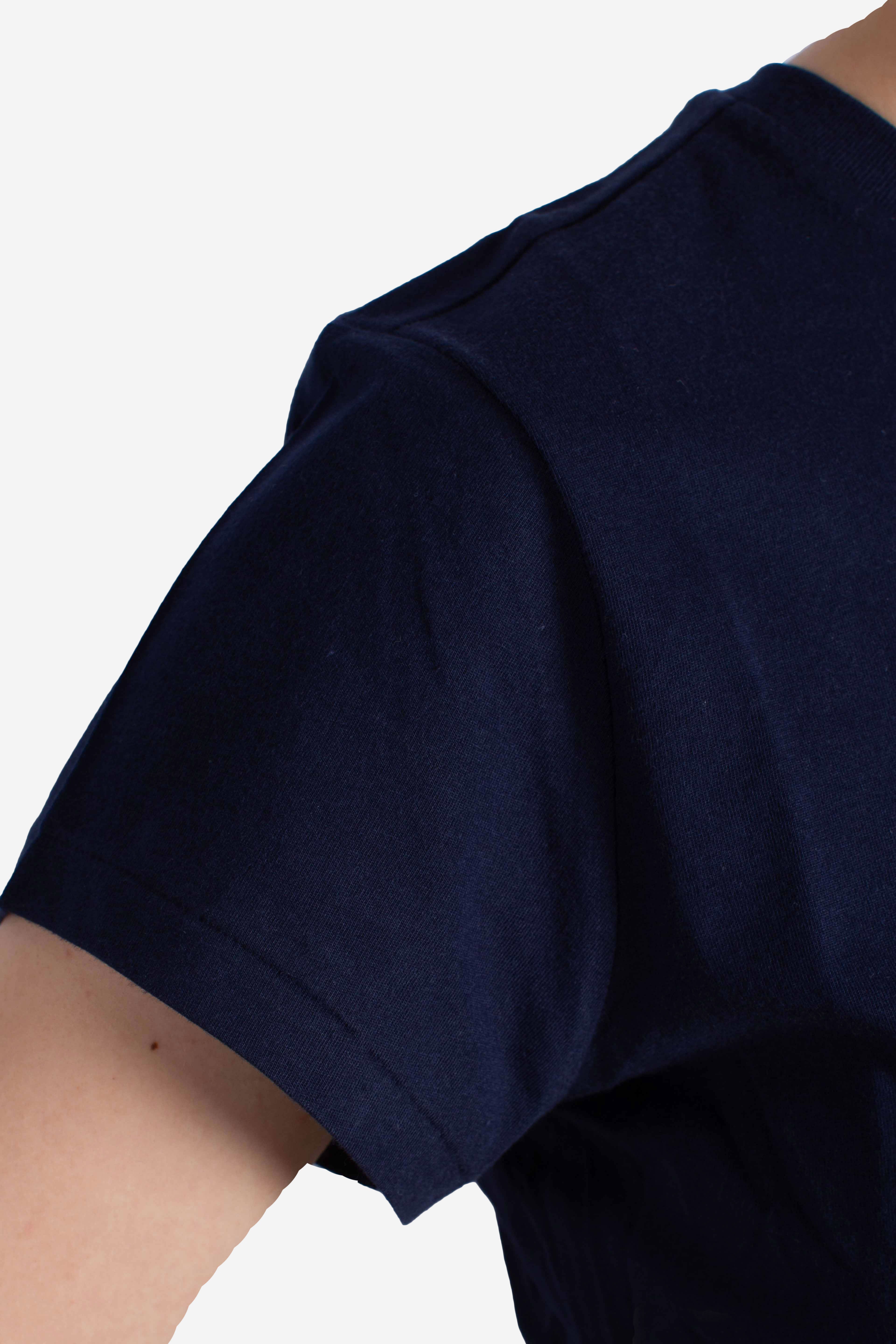 Maglietta girocollo in jersey di cotone newport navy