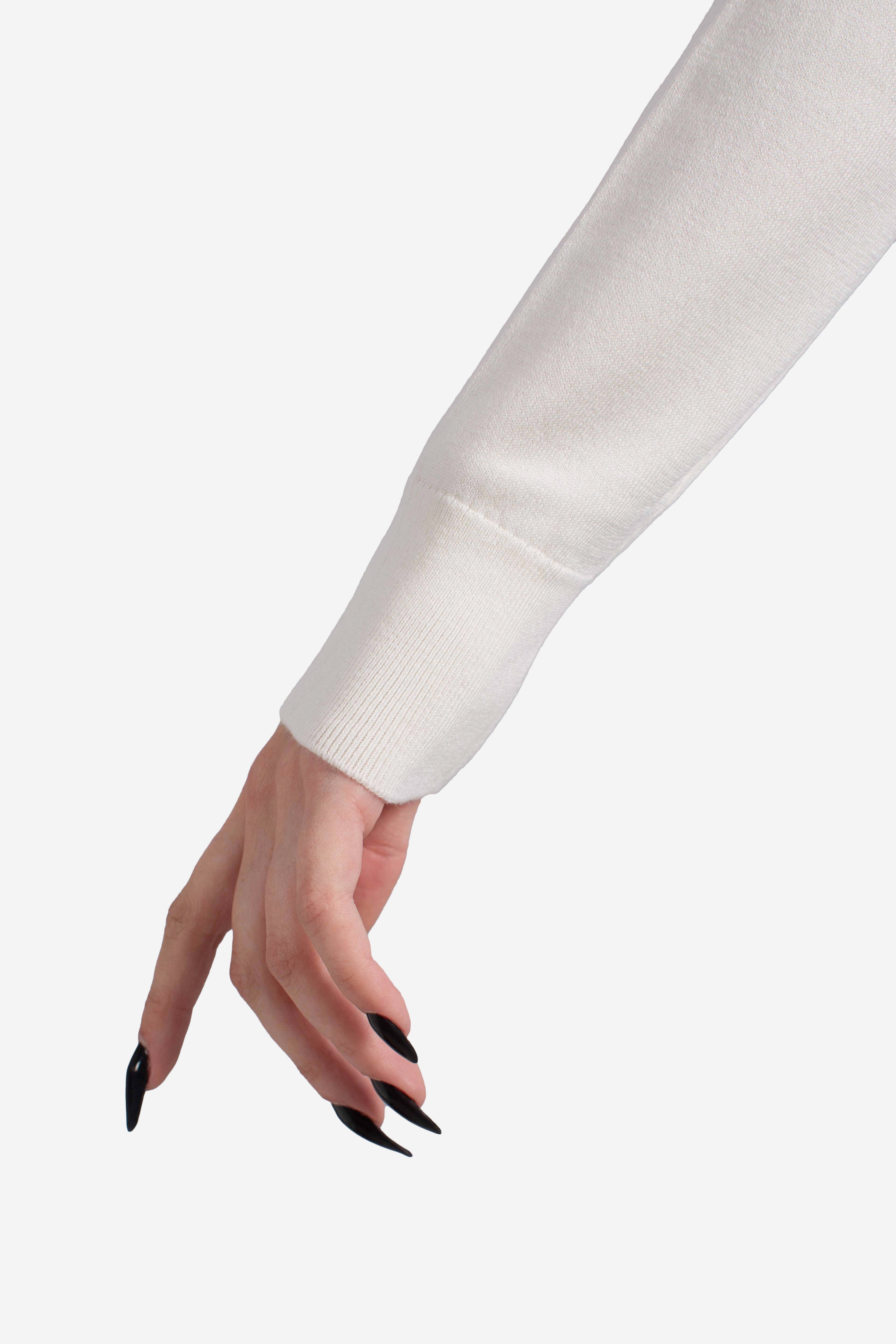 Cardigan girocollo in misto cotone elasticizzato cream