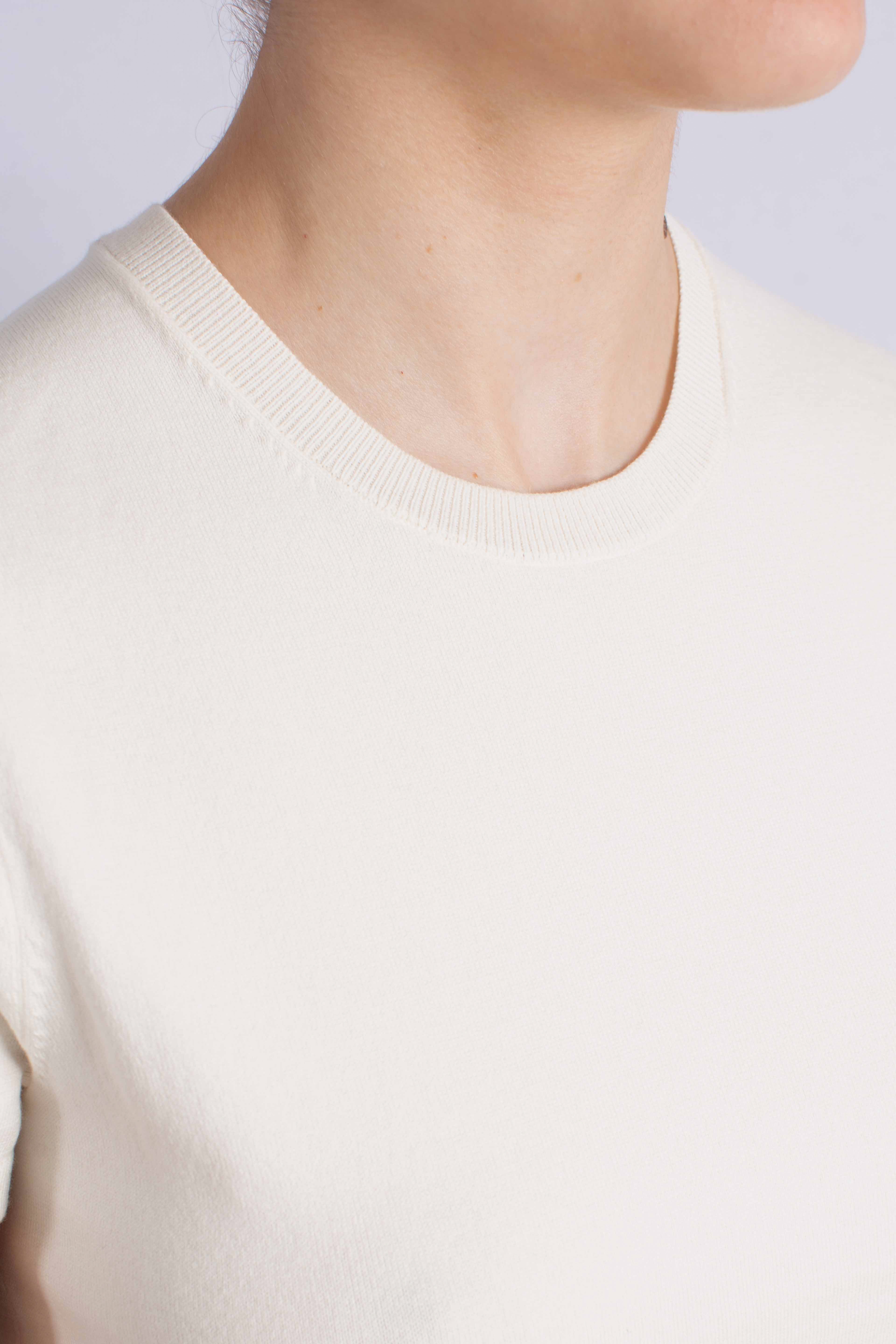 MAGLIA GIROCOLLO A MANICHE CORTE cream