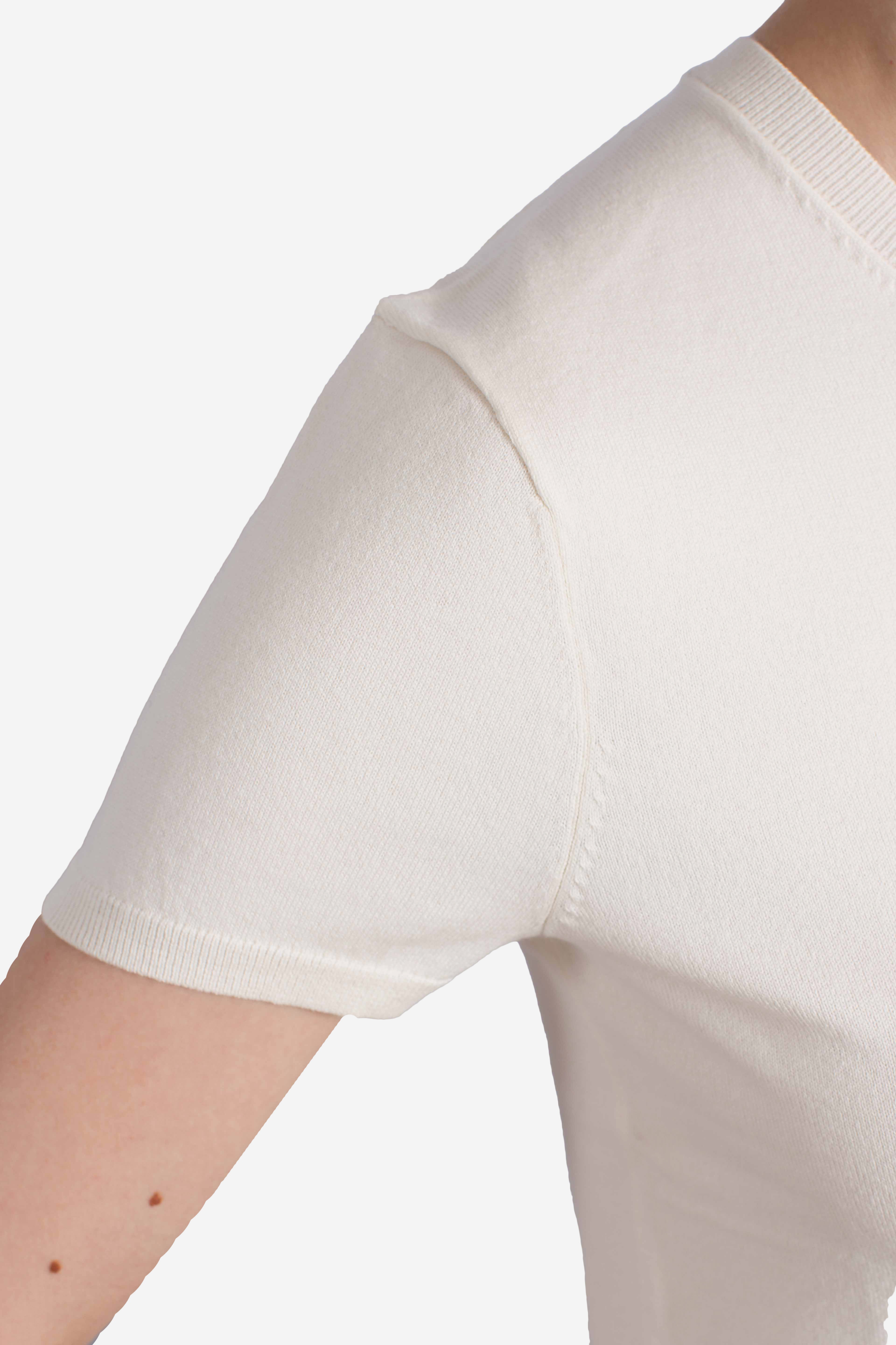 MAGLIA GIROCOLLO A MANICHE CORTE cream