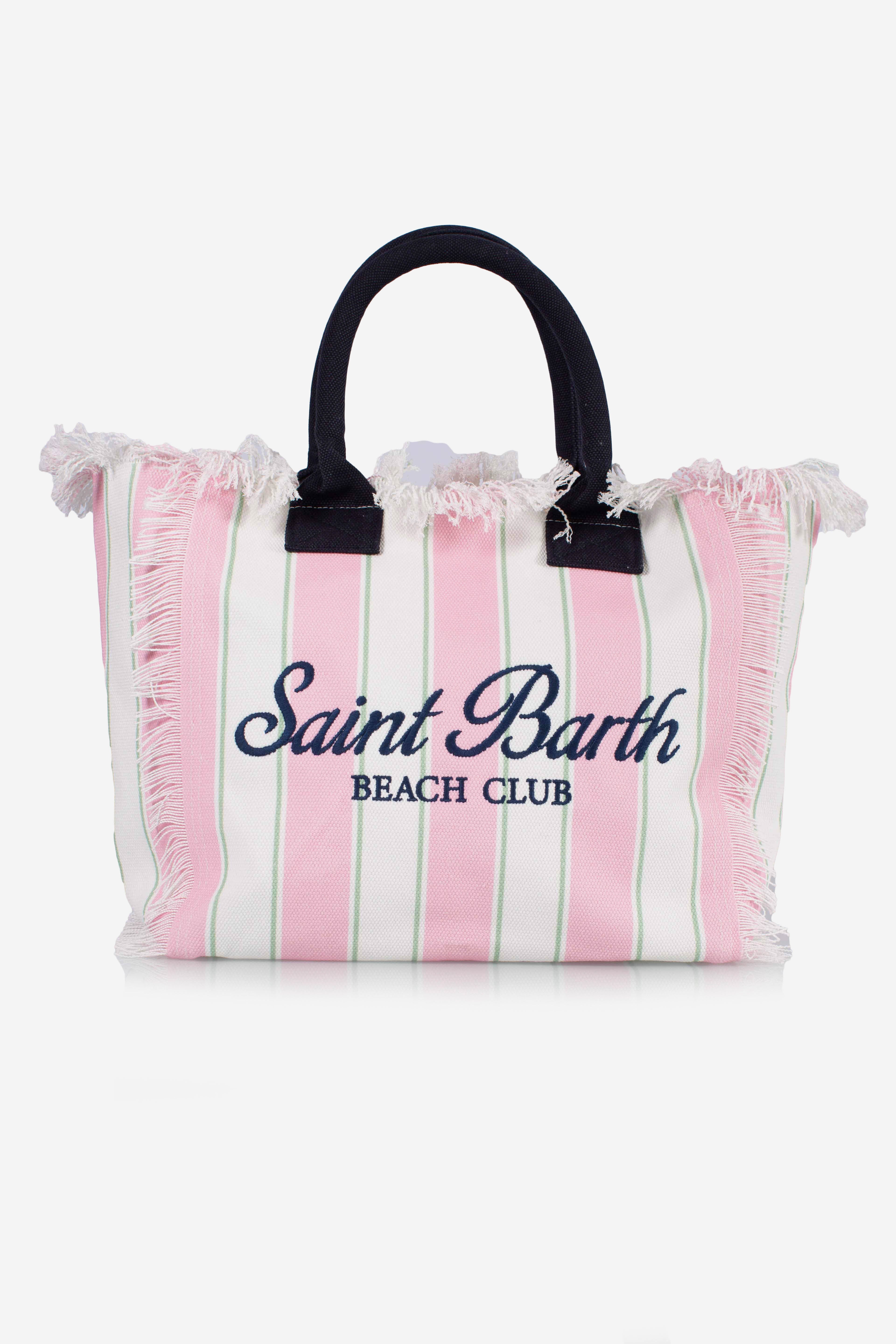 Borsa Vanity regular in canvas a righe rosa