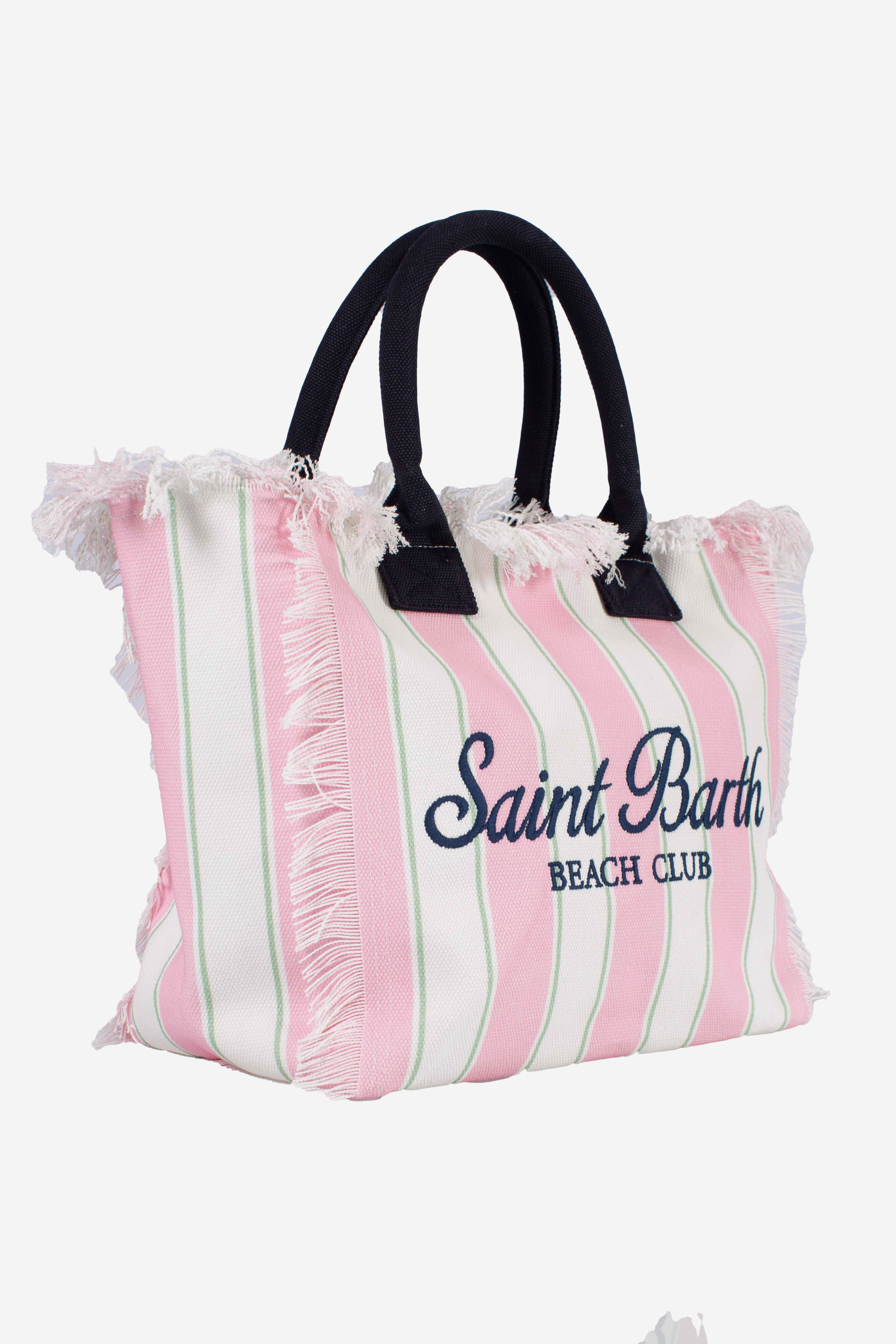 Borsa Vanity regular in canvas a righe rosa