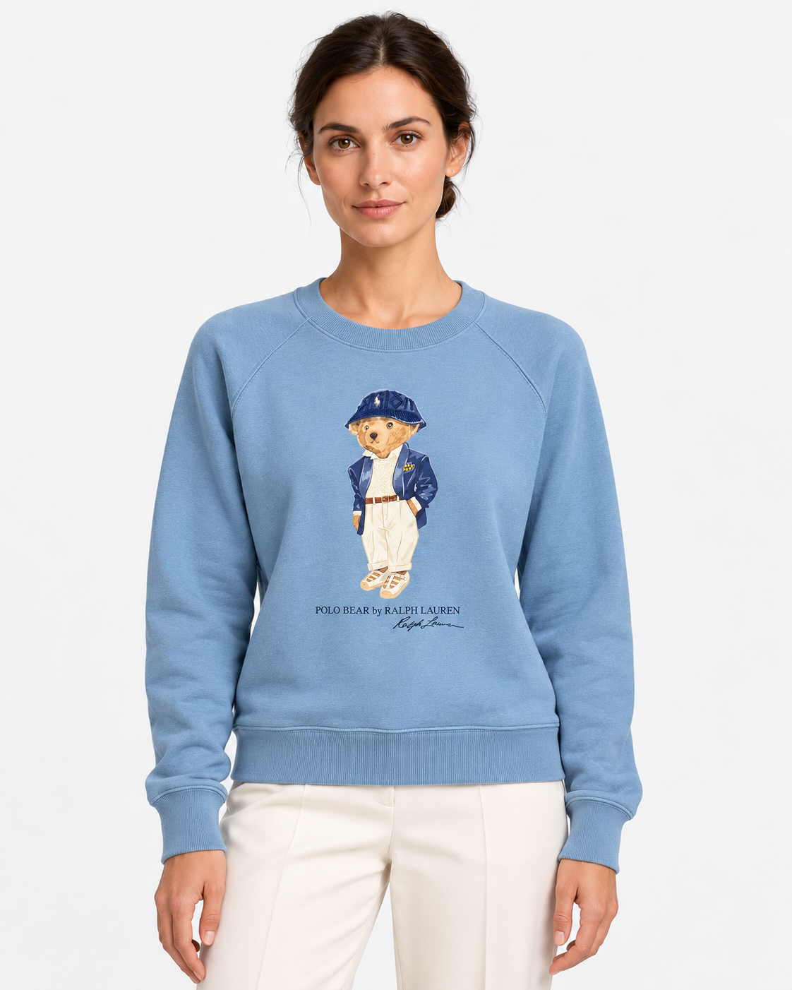 Polo Ralph Lauren Felpa Donna Polo Bear Girocollo Azzurra