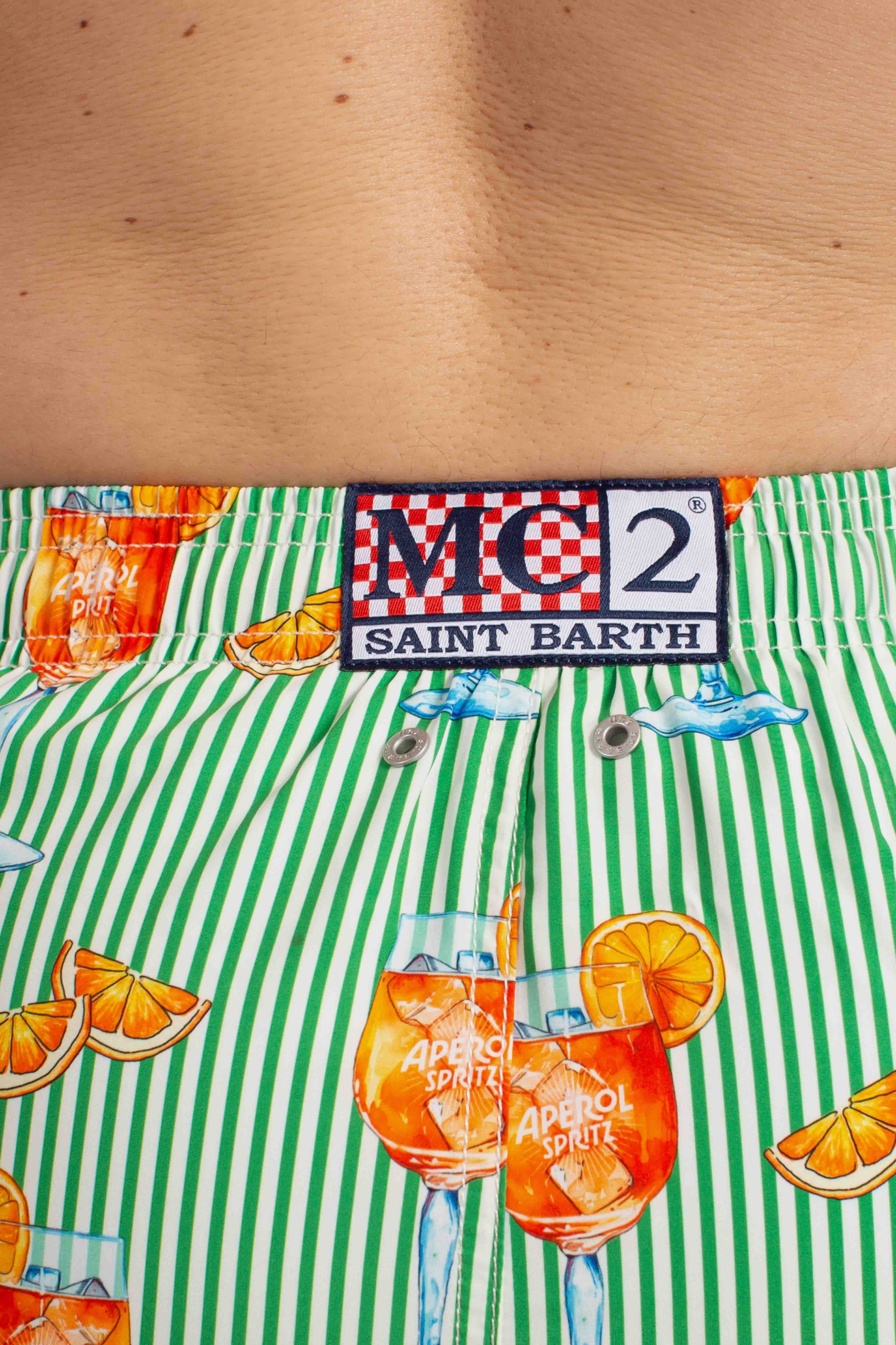 Costume mare Gustavia a righe happy cocktail stripes green white | Special Edition
