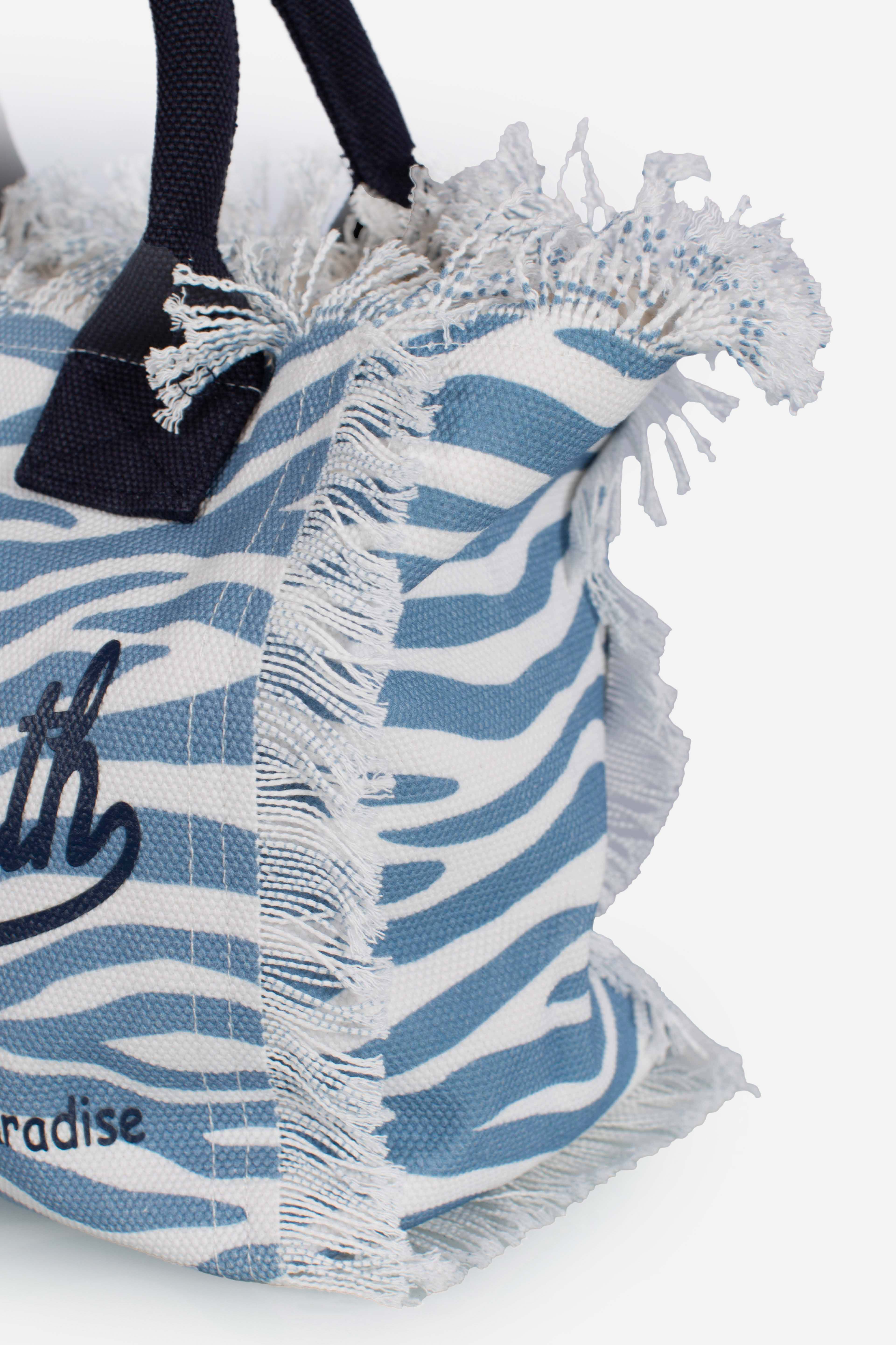 Borsa Colette in canvas di cotone con stampa zebrata